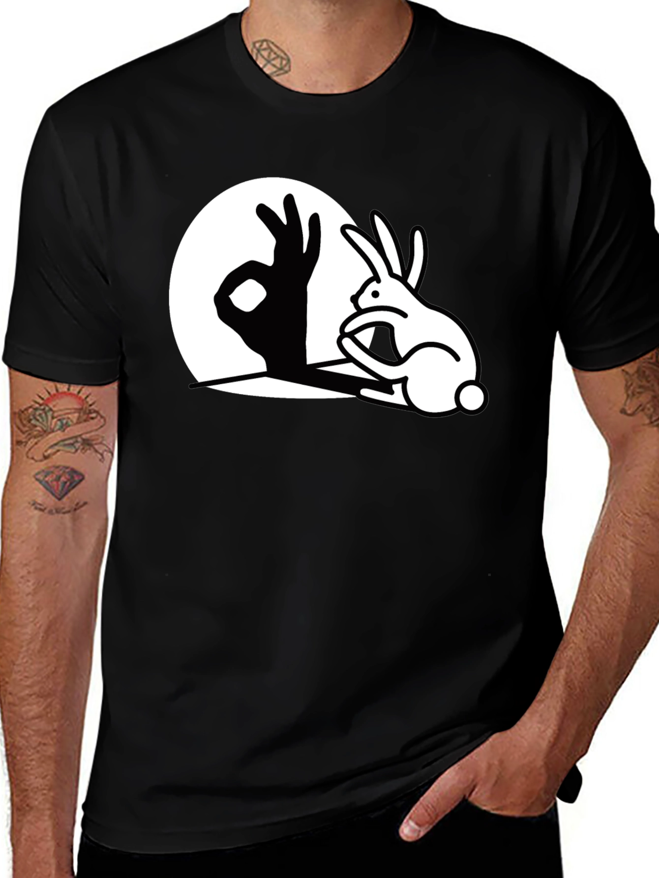 Variant 5 of Rabbit Shadow Puppet Black T-Shirt