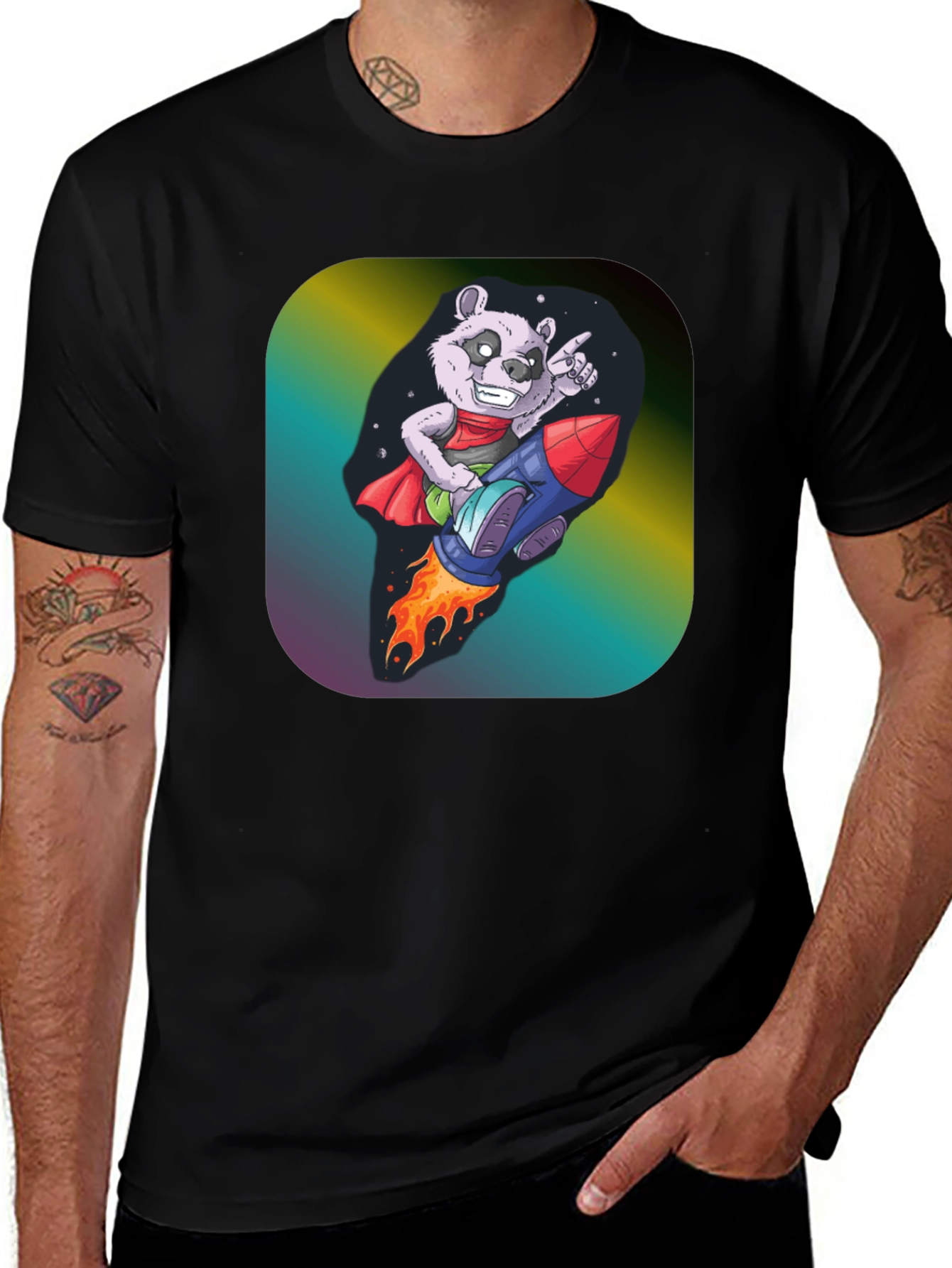 Variant 4 of Cool Panda Rocket T-Shirt