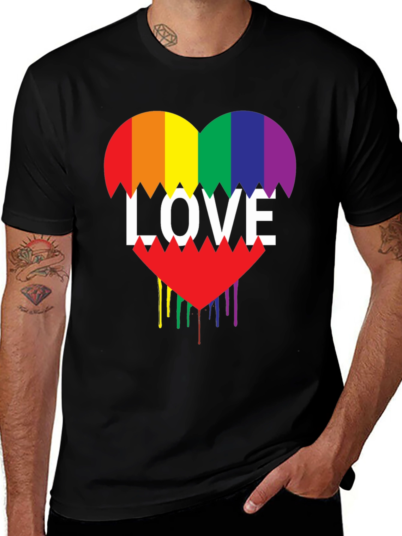 Variant 30 of Rainbow Love Heart Graphic Tee - Pride Shirt