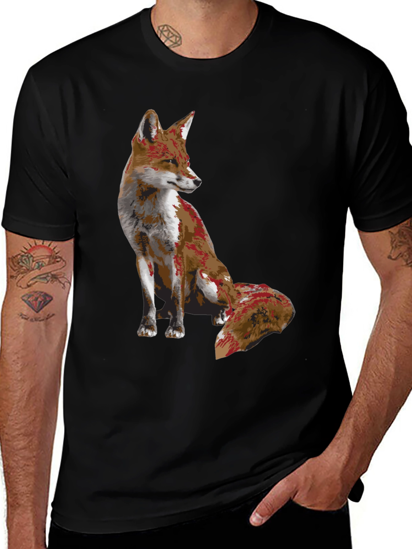 Black Fox Graphic Print Black T-Shirt main image
