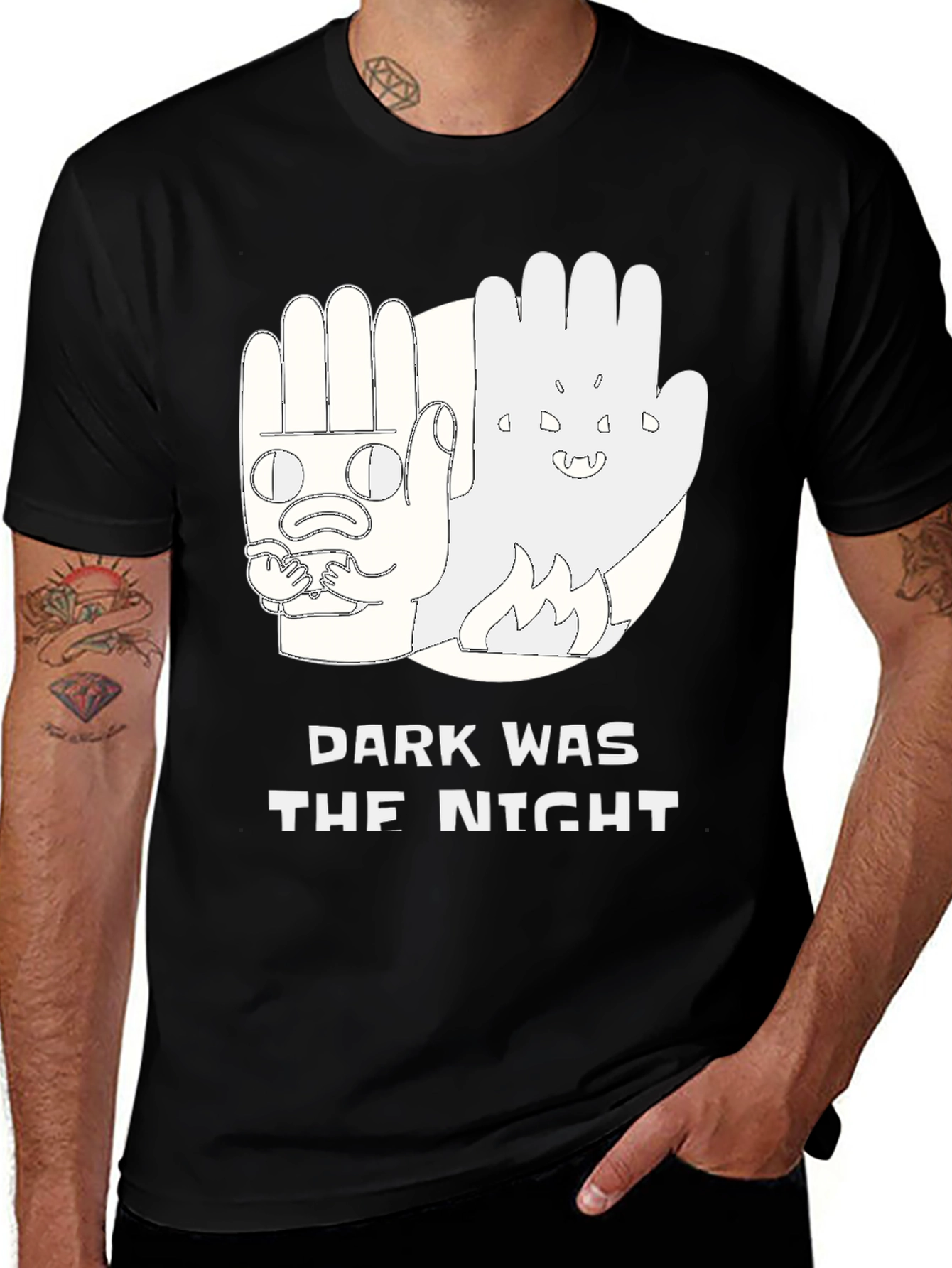 Variant 3 of Dark Was The Night Graphic Tee - Black Cotton Blend