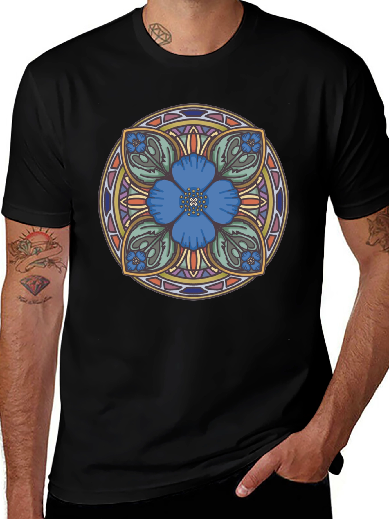 Variant 28 of Floral Mandala Graphic Tee - Unique Artistic Design