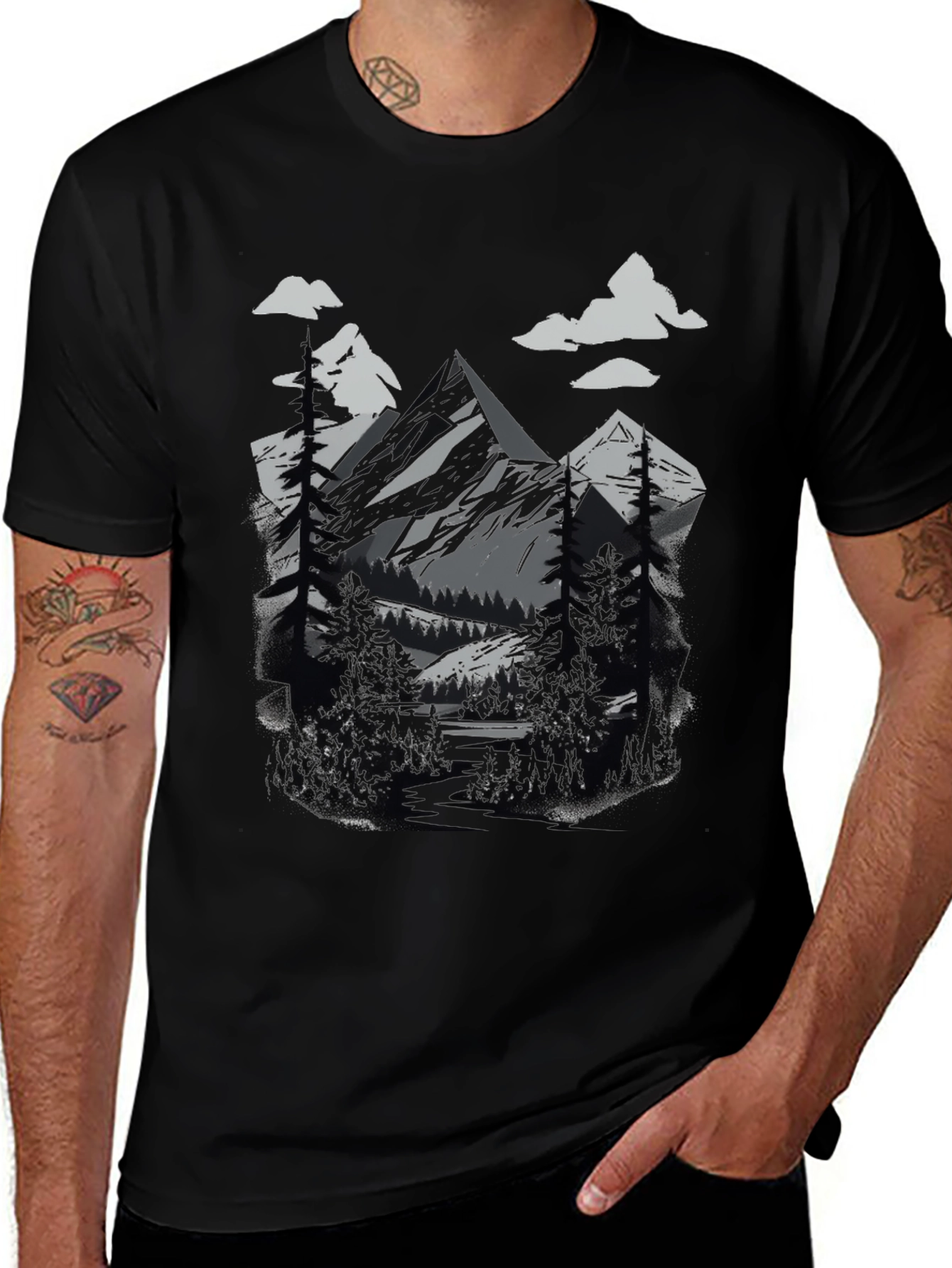 Variant 26 of Mountain Scene Graphic Tee - Nature Lover's T-Shirt