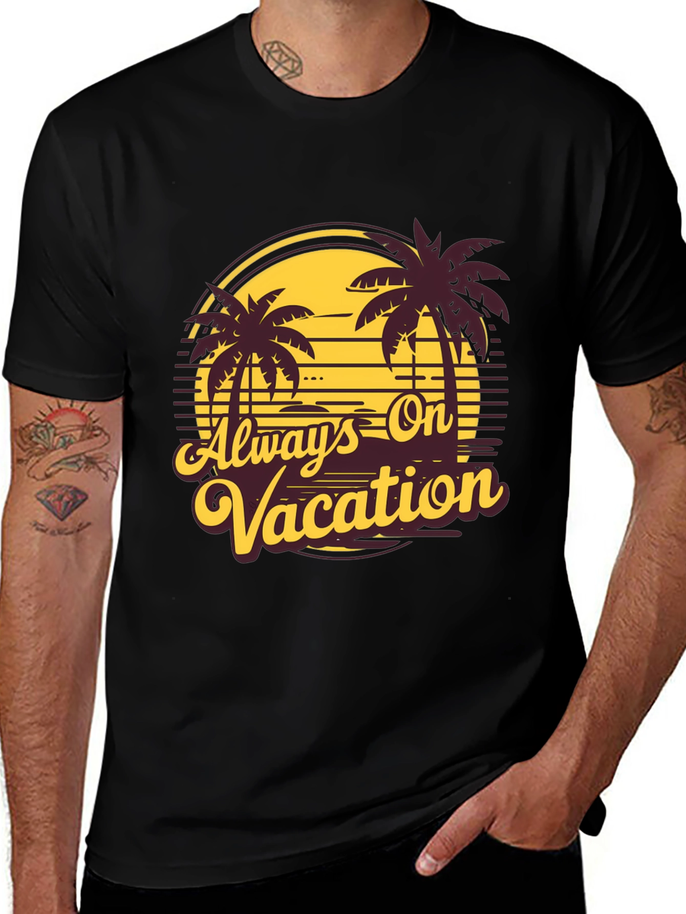 Variant 4 of Always On Vacation Black Graphic Tee
