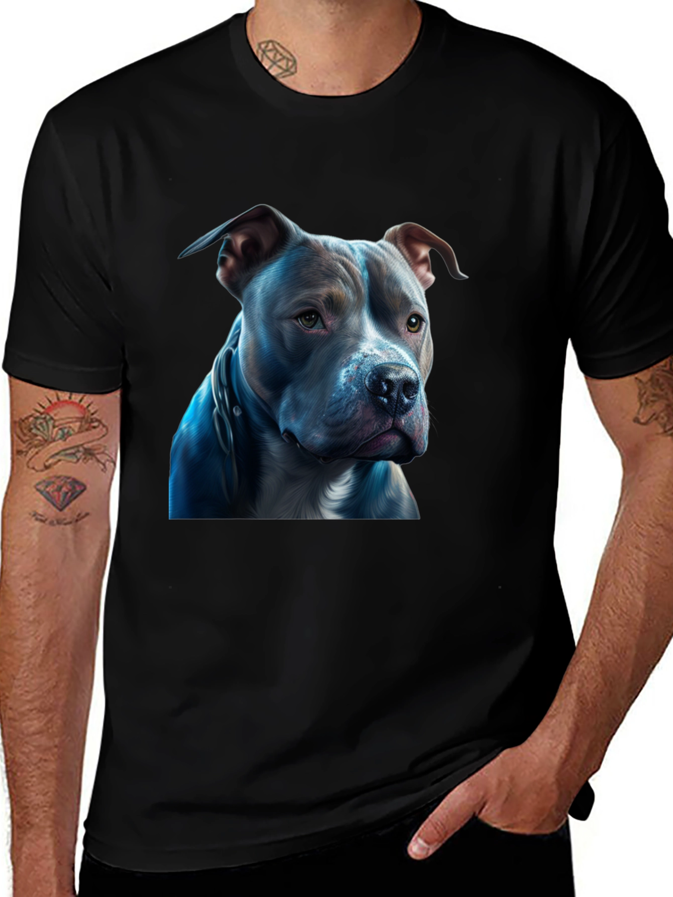 Variant 22 of Pitbull Dog Graphic Black T-Shirt