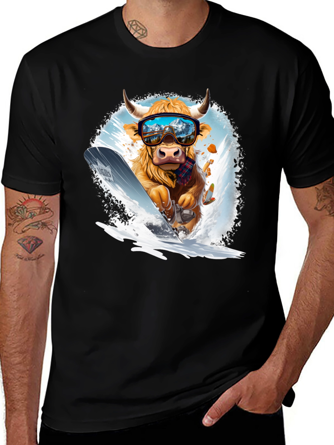 Variant 20 of Skiing Cow Graphic Tee