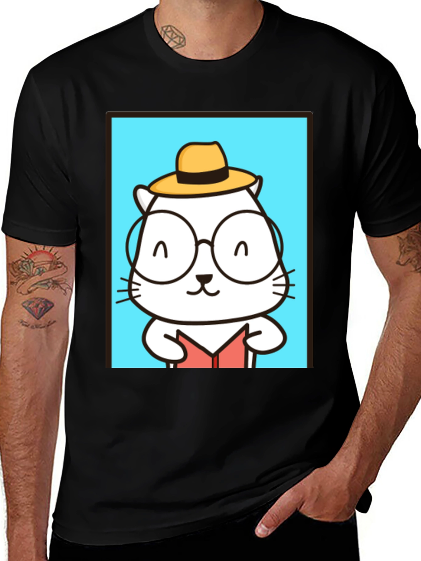 Cool Cat Reader T-Shirt - Unique Graphic Tee