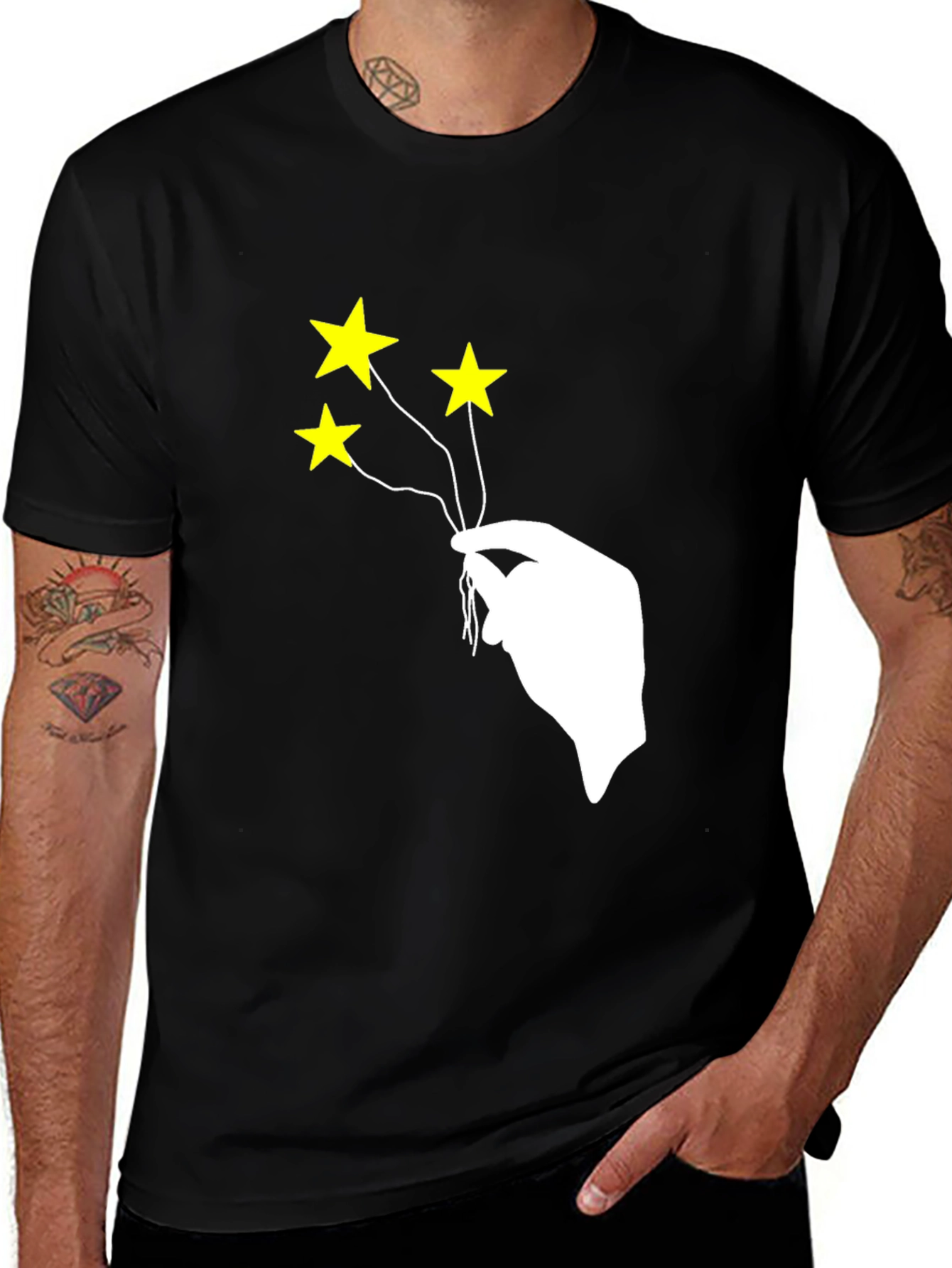 Variant 26 of Stars in Hand Graphic T-Shirt - Black