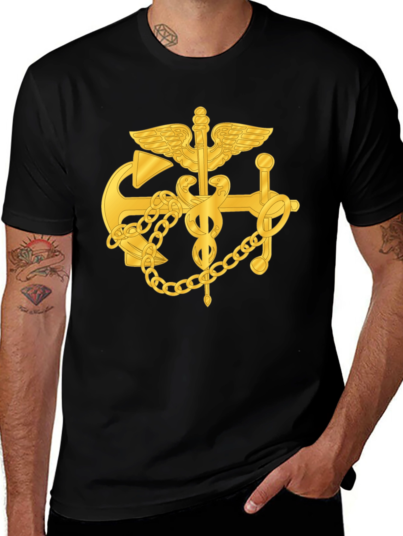 Navy Medical T-Shirt - Anchor and Caduceus Design