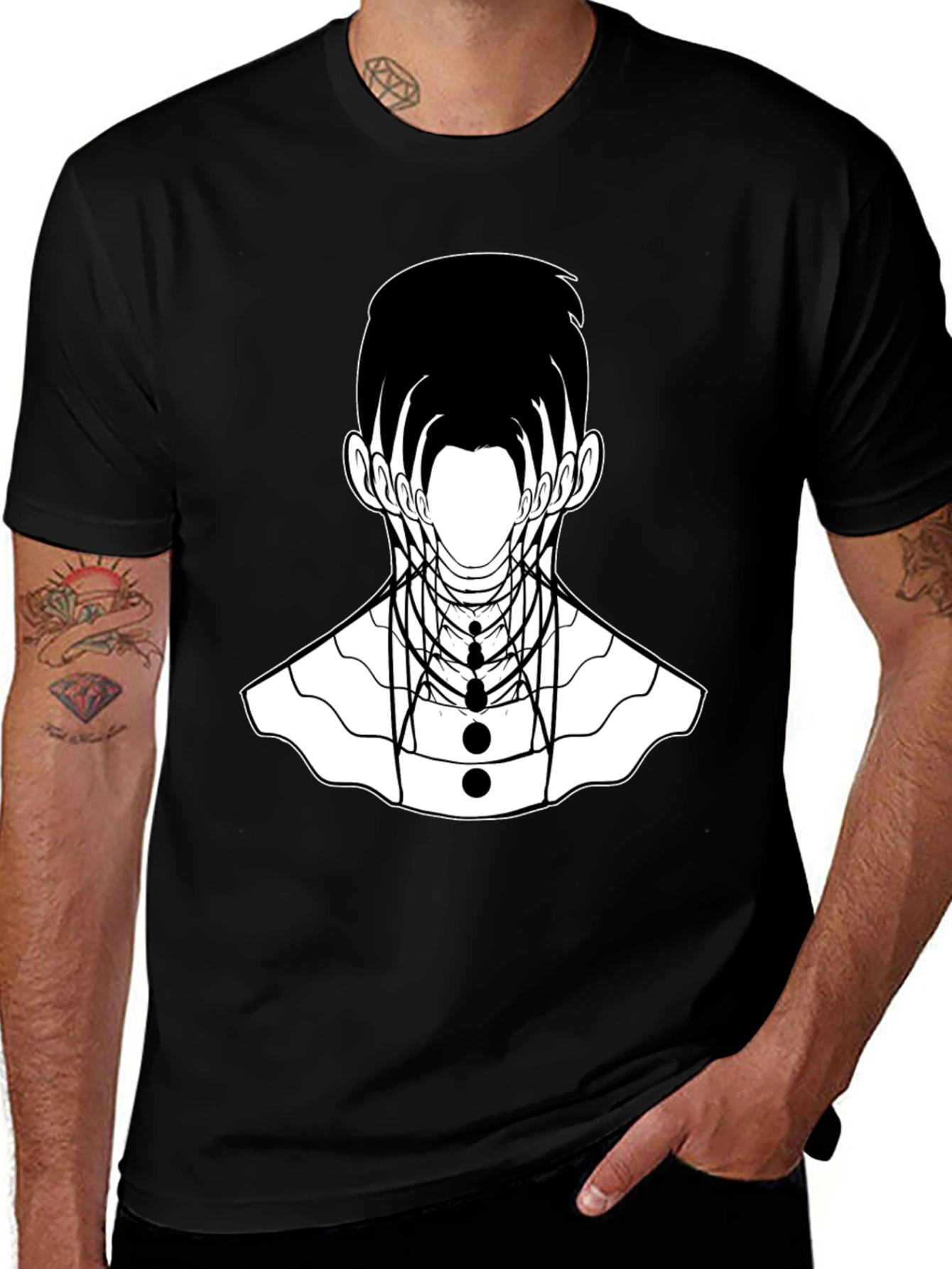 Variant 9 of Abstract Geometric Face Graphic Black T-Shirt