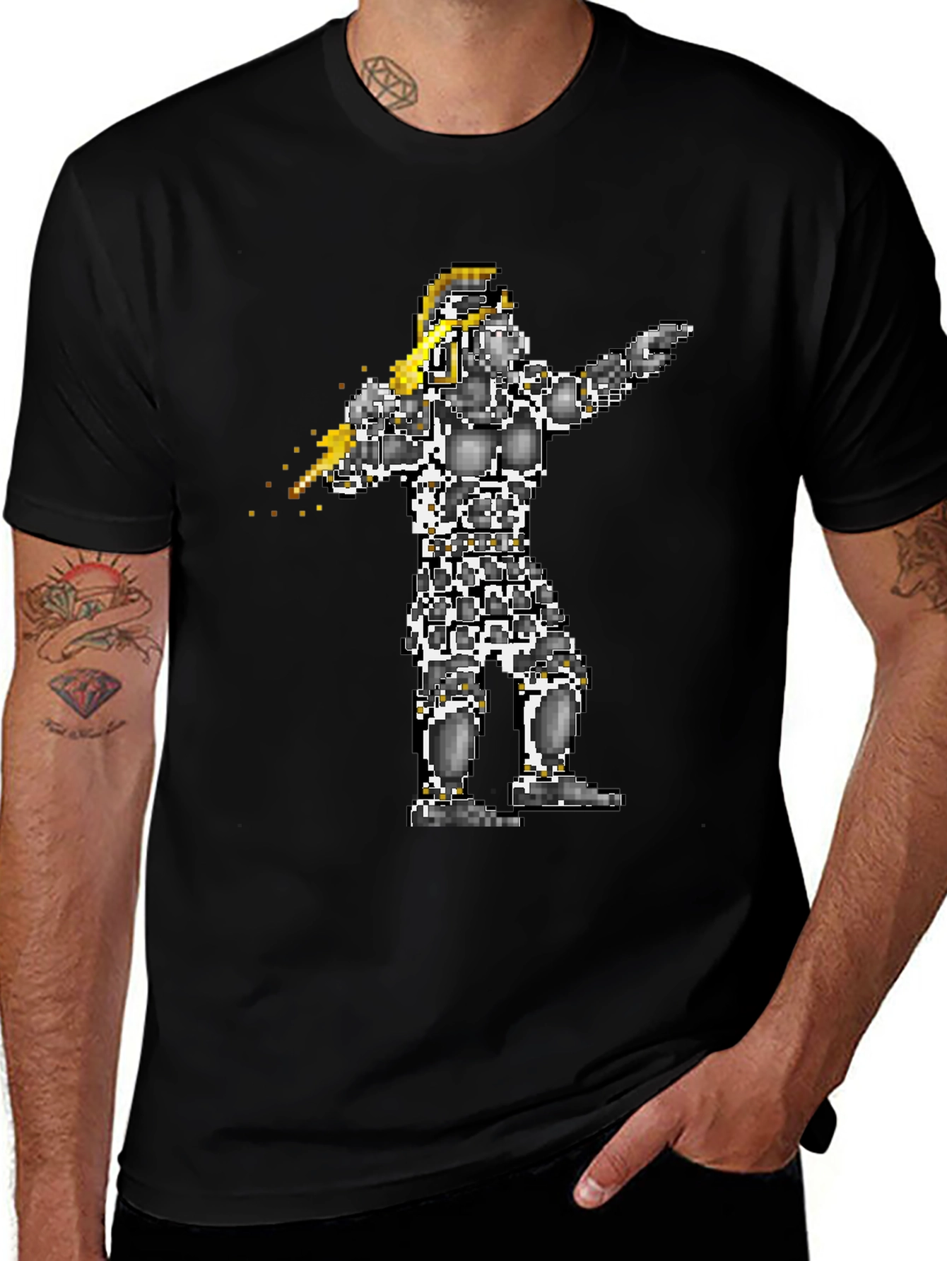 Variant 26 of Pixel Art Warrior Black T-Shirt