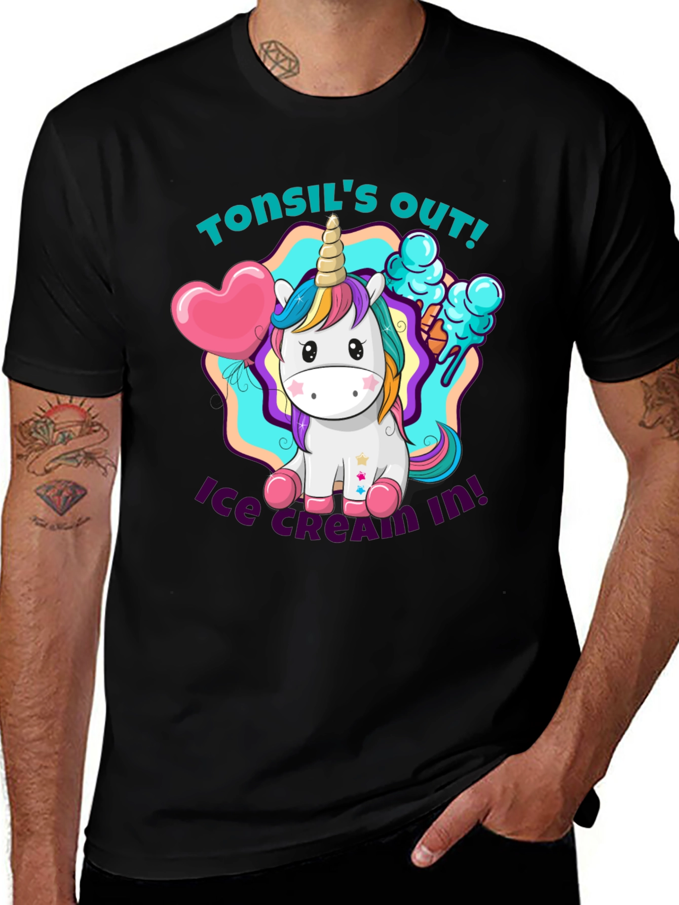 Variant 23 of Tonsil's Out! Ice Cream In! Unicorn T-Shirt