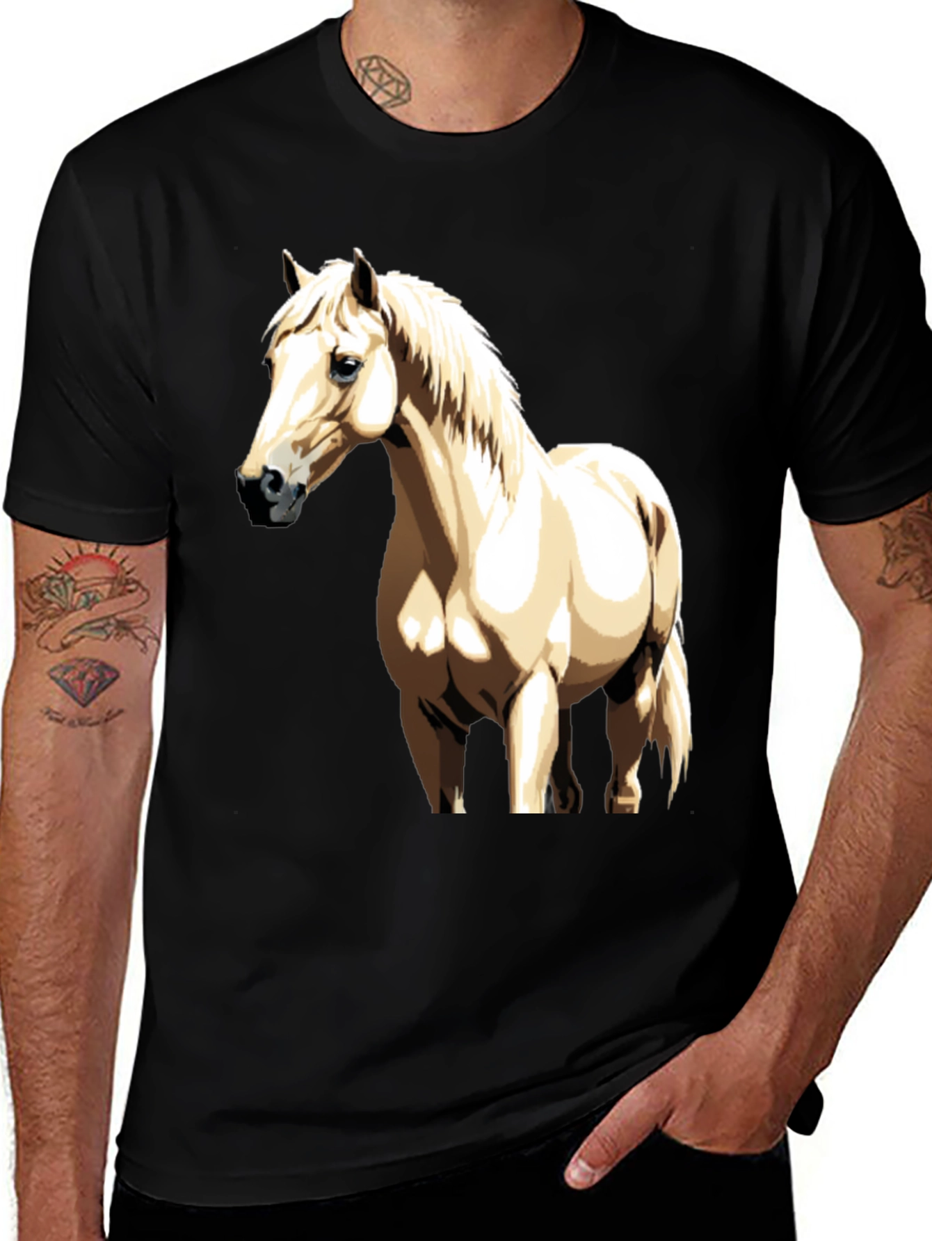 Variant 13 of Horse Graphic Tee - Black Casual Shirt
