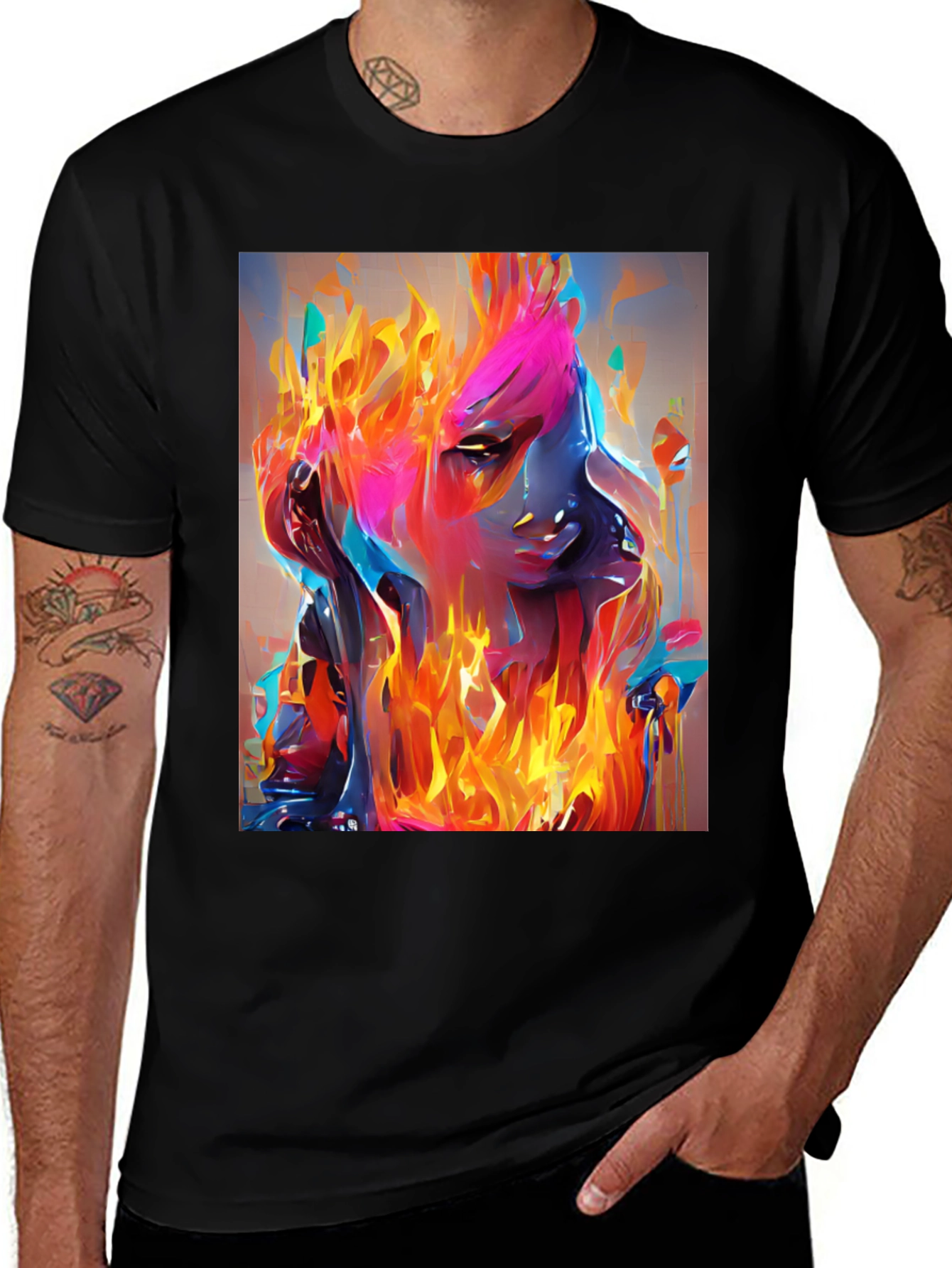 Variant 6 of Abstract Fire Art Black T-Shirt