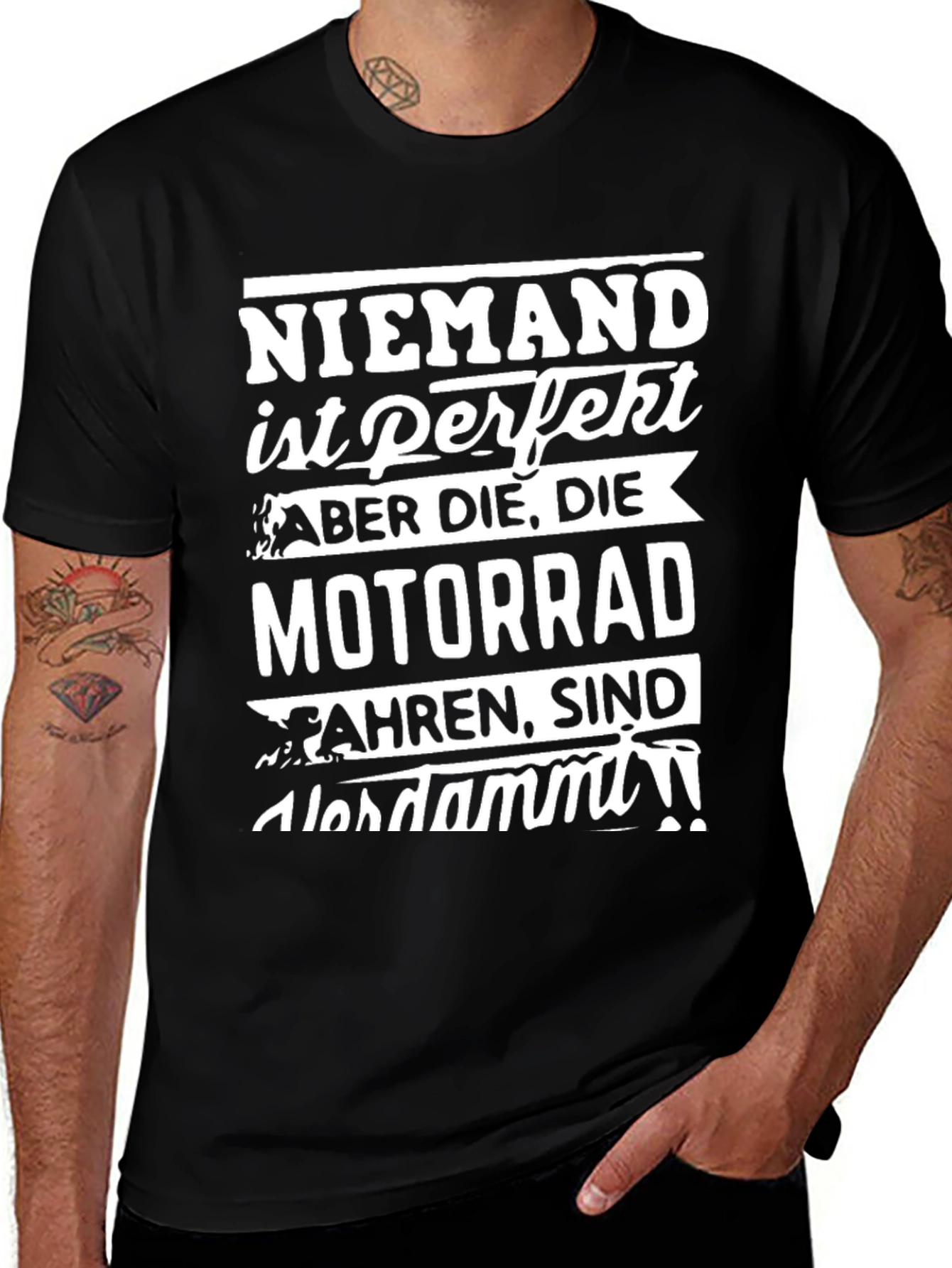 Variant 16 of Motorrad T-Shirt - Niemand ist Perfekt Biker Tee