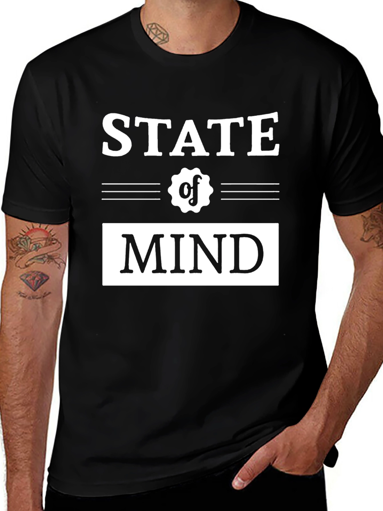 Variant 13 of State of Mind Graphic Tee - Stylish Black T-Shirt
