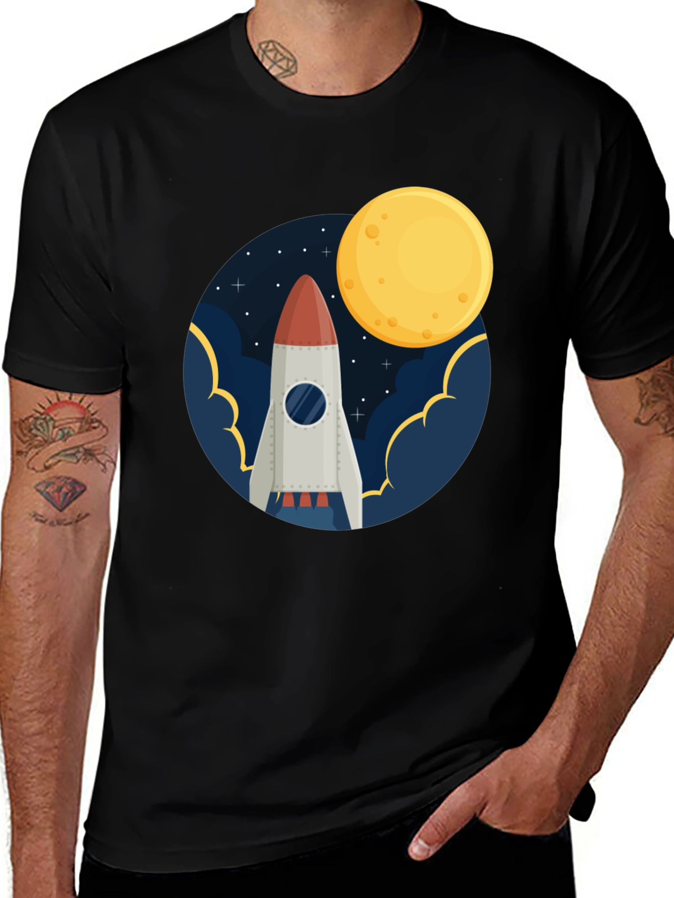 Variant 7 of Rocket to the Moon Black T-Shirt