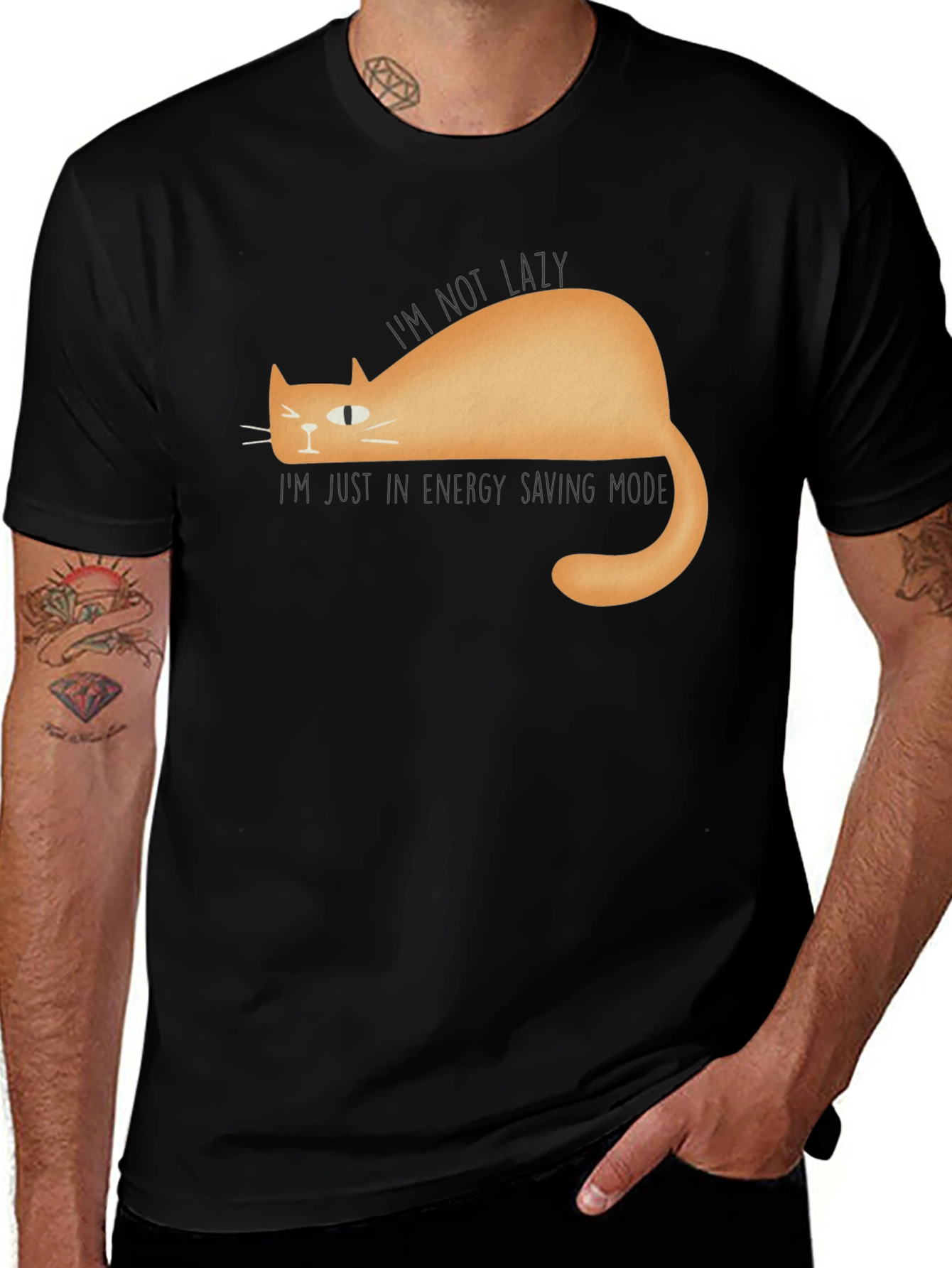 Variant 26 of Lazy Cat Energy Saving Mode Graphic T-Shirt