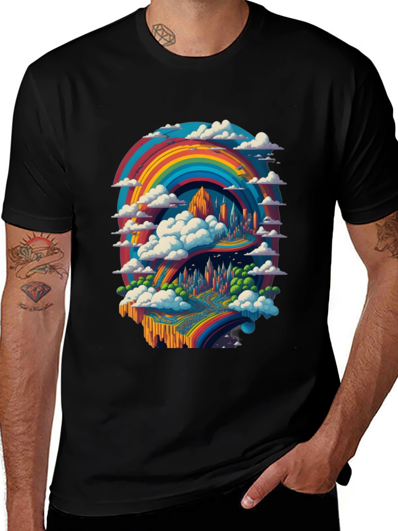 Variant 10 of Rainbow Sky City Graphic Tee