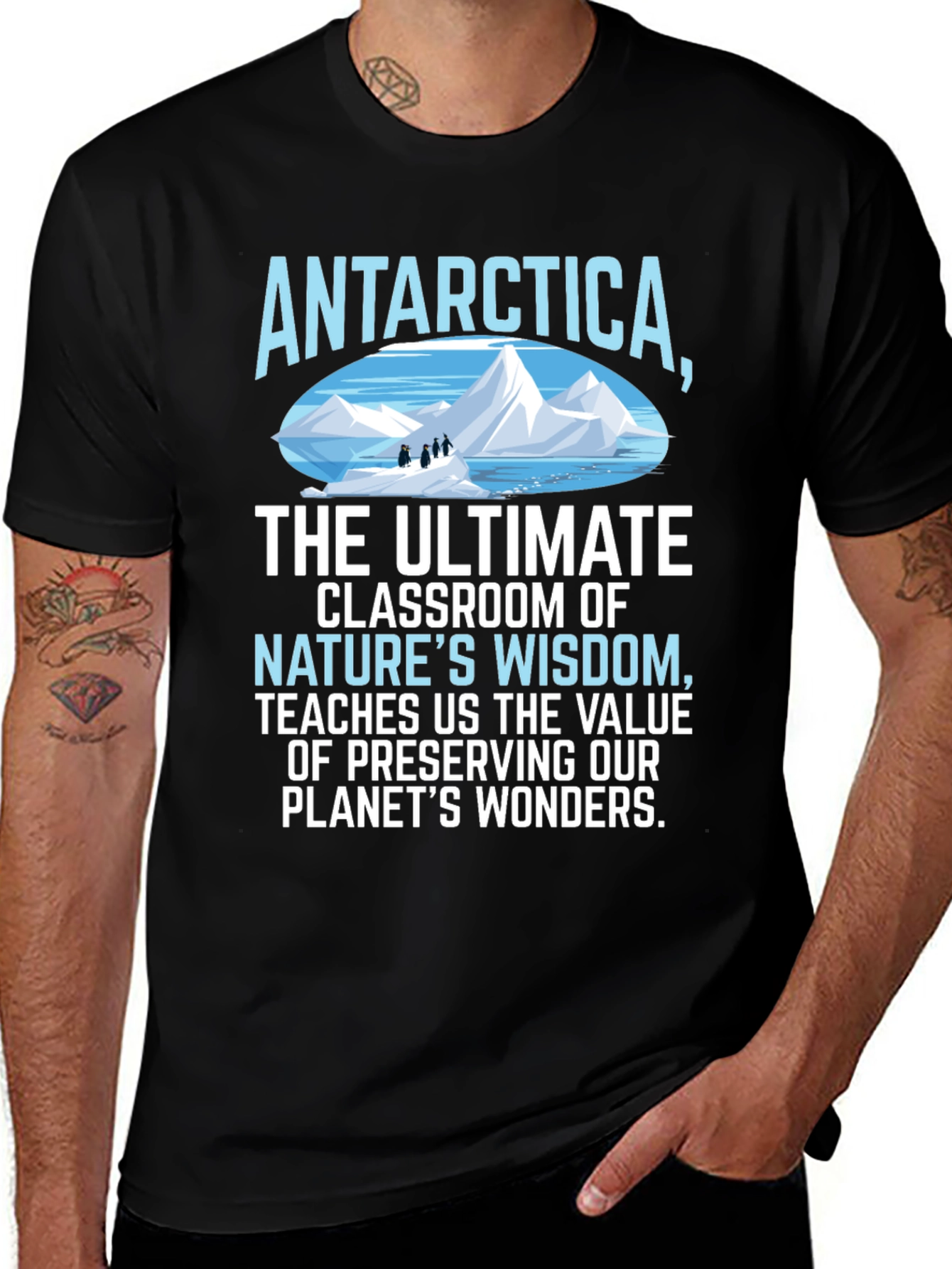 Black Antarctica Nature's Wisdom T-Shirt main image