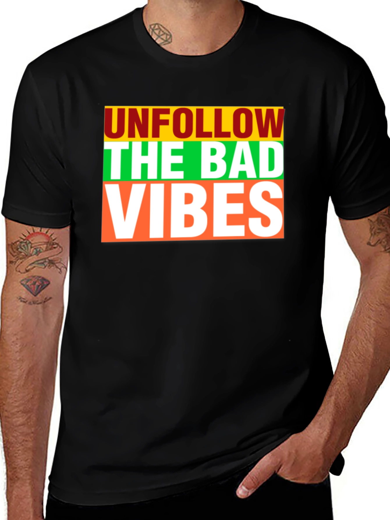 Variant 18 of Unfollow The Bad Vibes Graphic Print T-Shirt