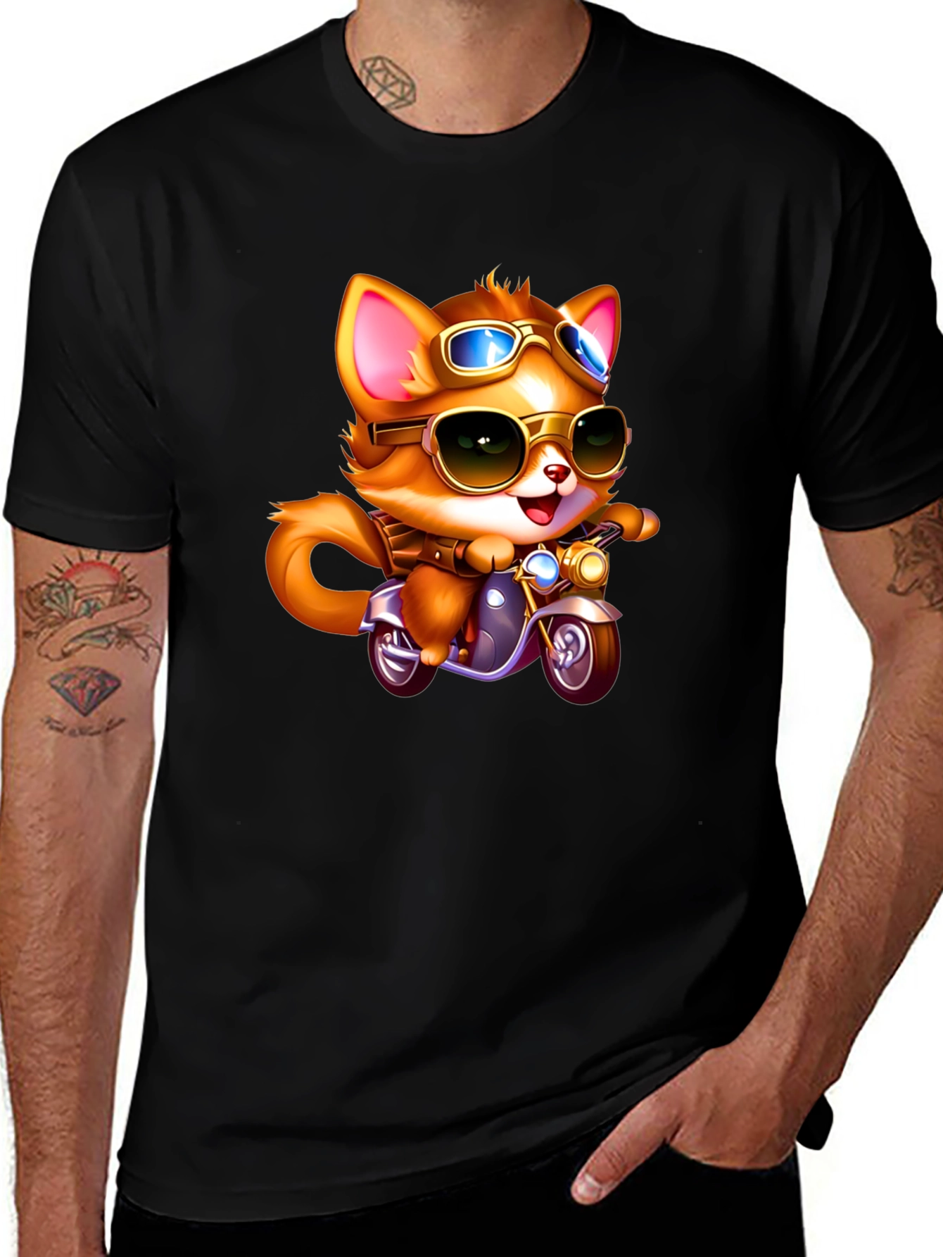 Variant 28 of Cool Cat Biker T-Shirt - Ride in Style!