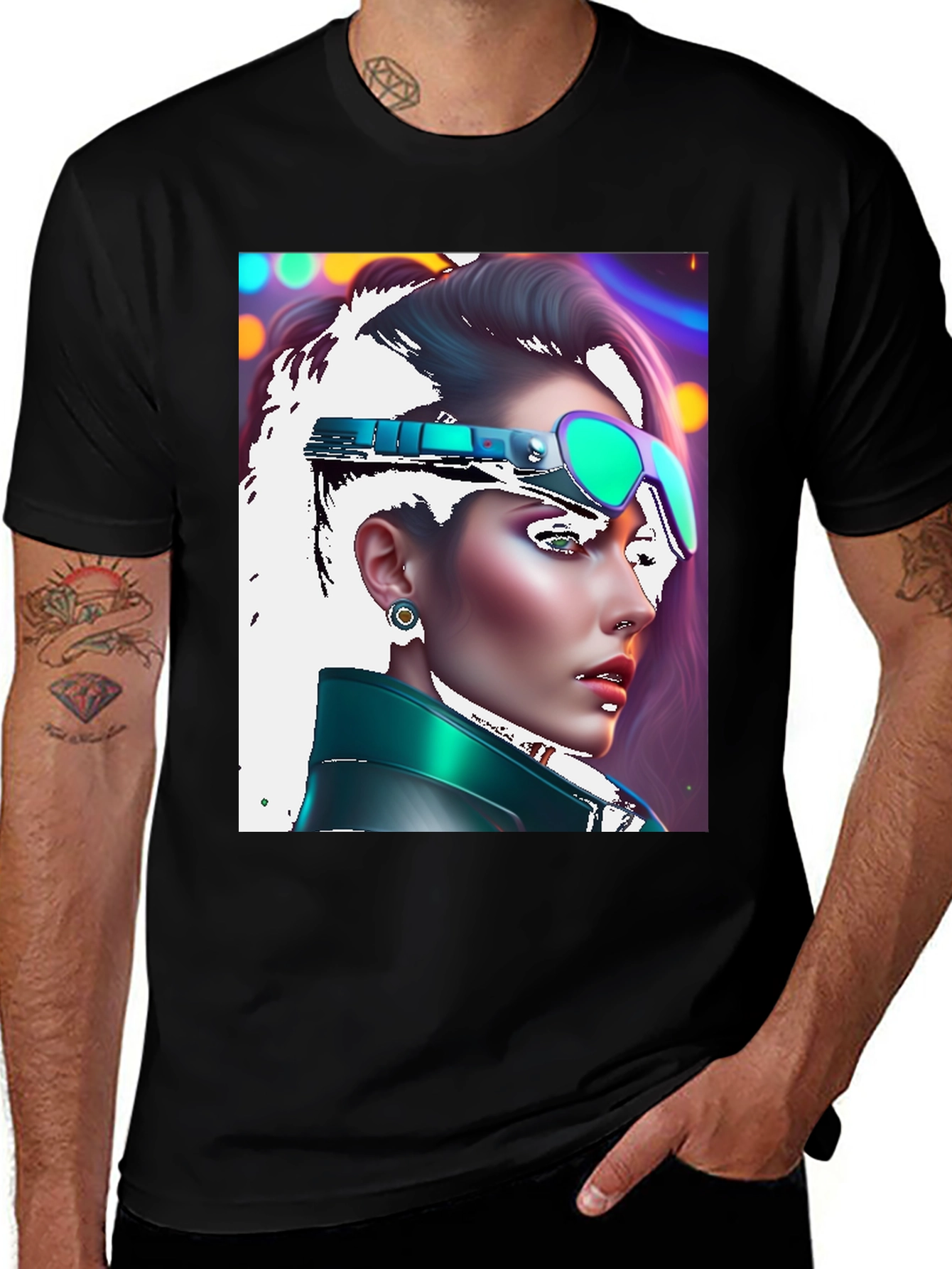 Cyberpunk Woman T-Shirt, Black Tee