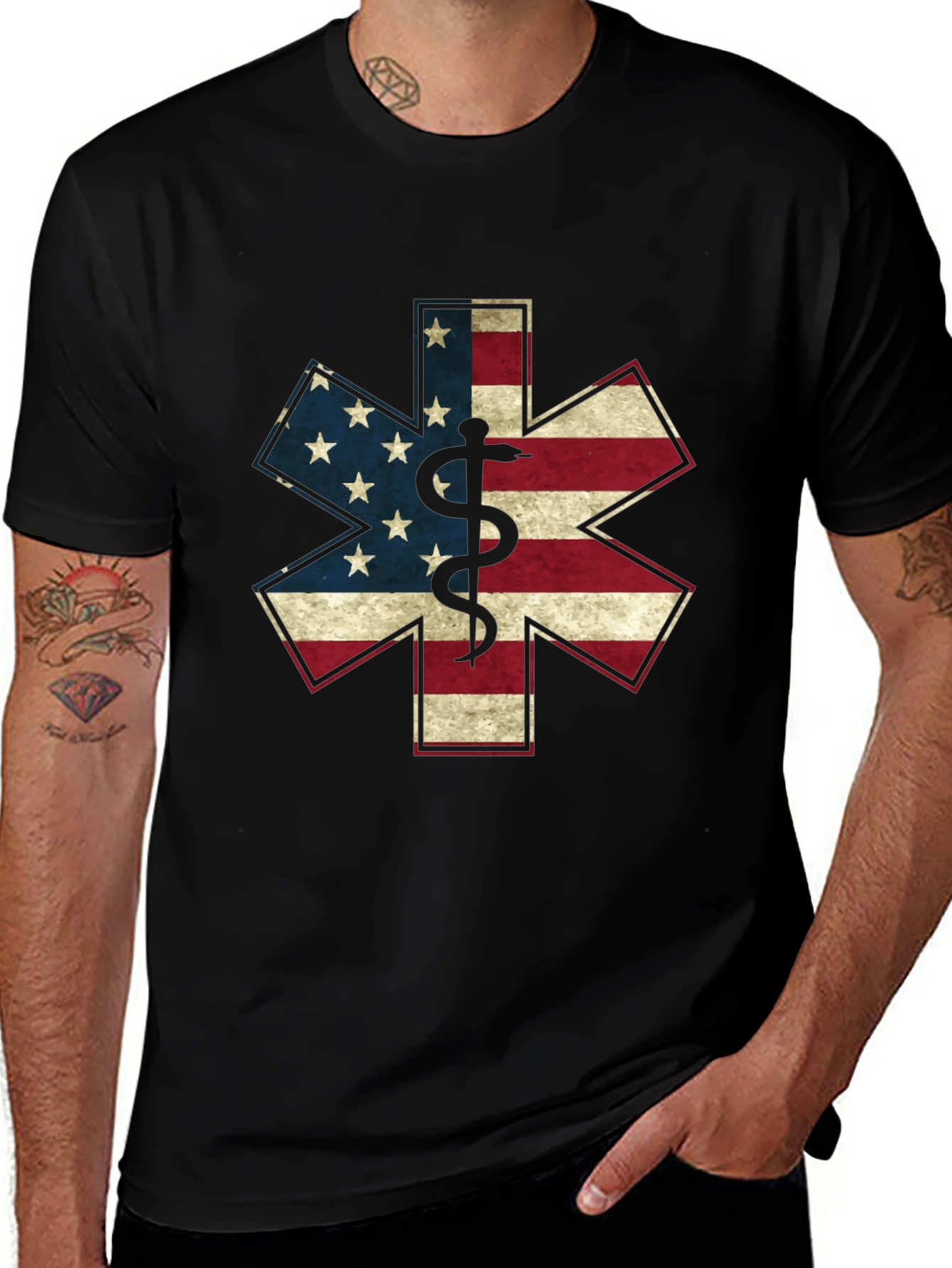 American Flag Star of Life EMT/Paramedic Graphic T-Shirt