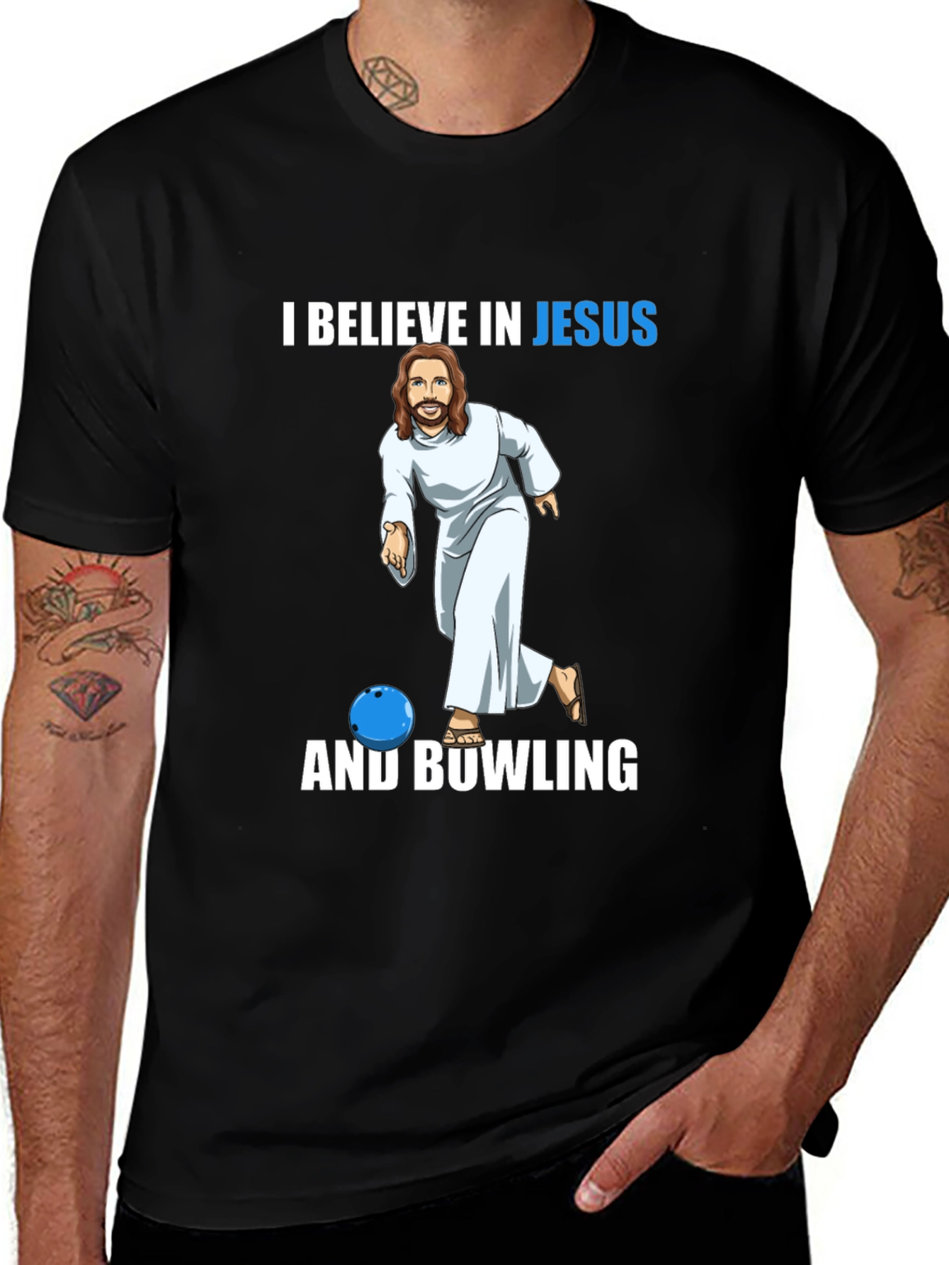 Variant 20 of I Believe In Jesus And Bowling Graphic T-Shirt
