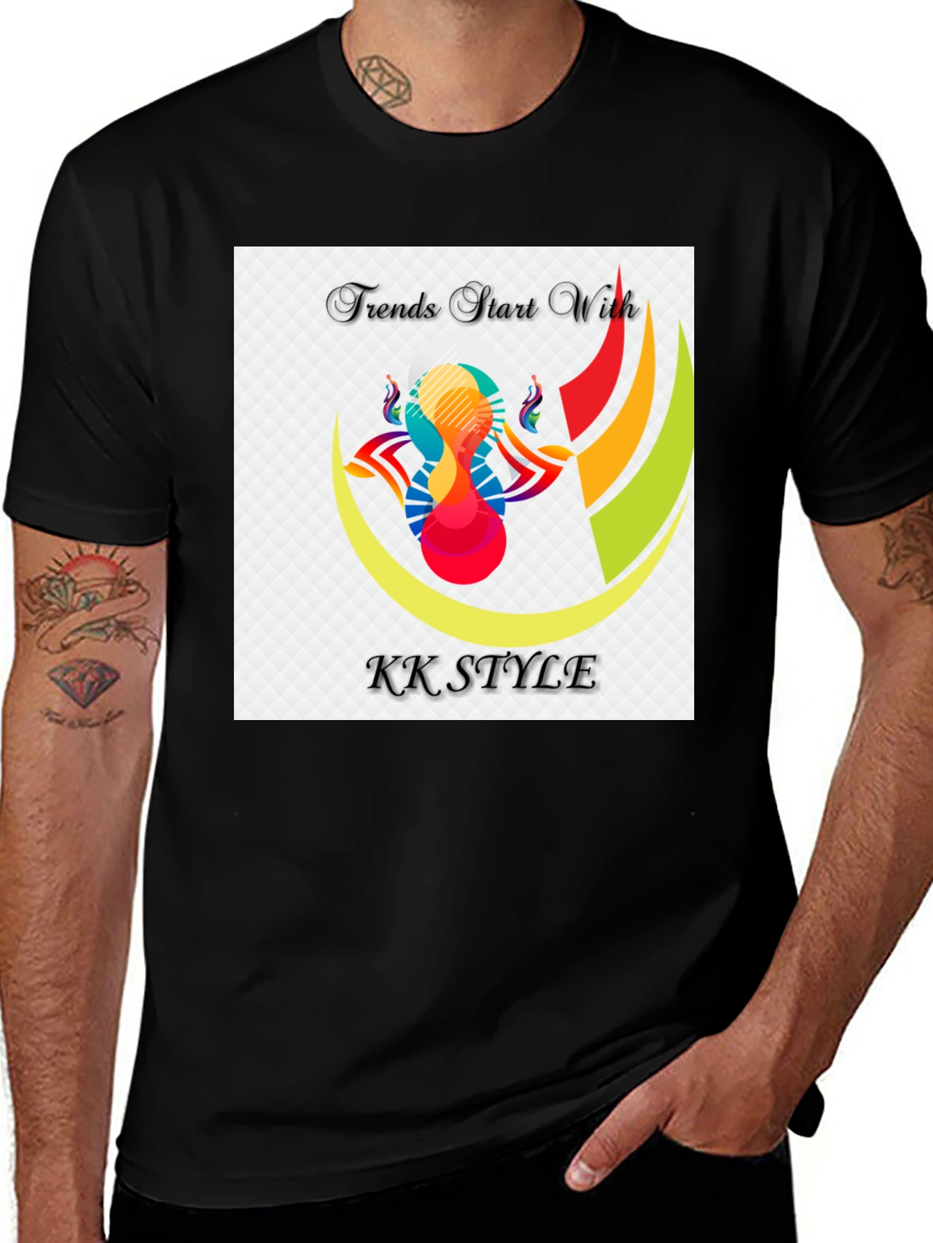 Variant 27 of Trendy KK Style Graphic Tee - Black