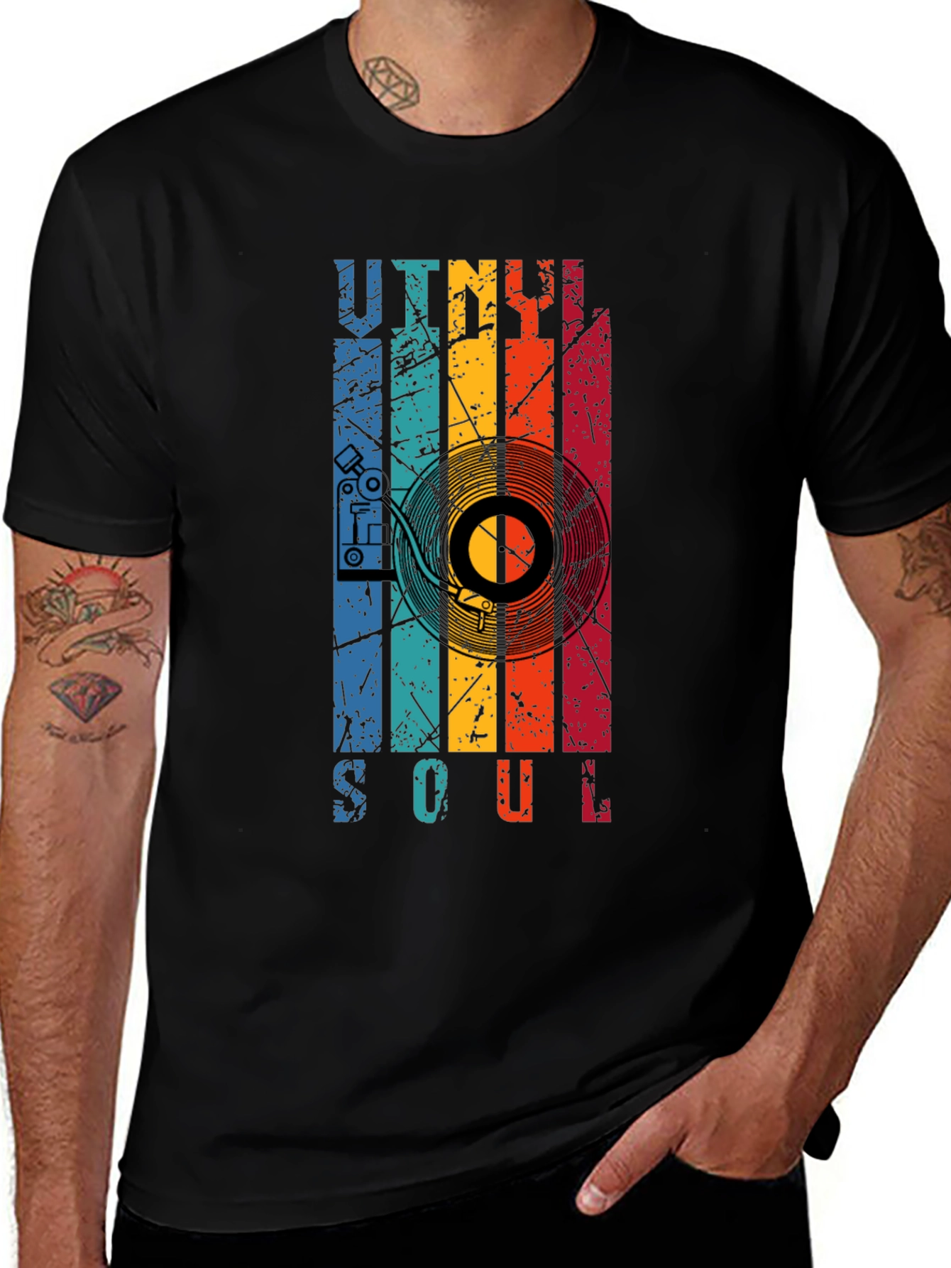 Variant 18 of Retro Vinyl Soul Graphic T-Shirt - Black