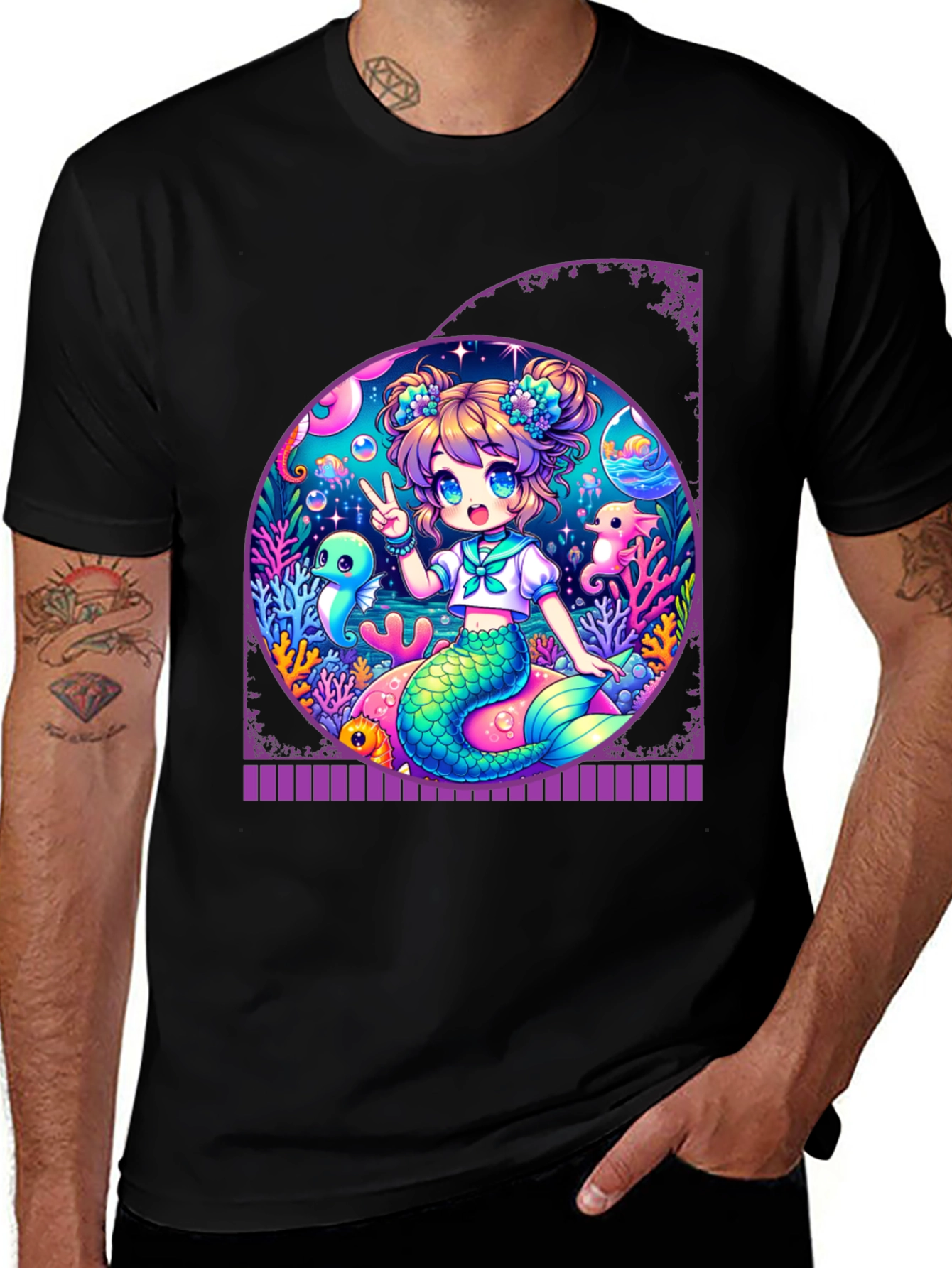 Variant 8 of Anime Mermaid T-Shirt - Kawaii Ocean Design