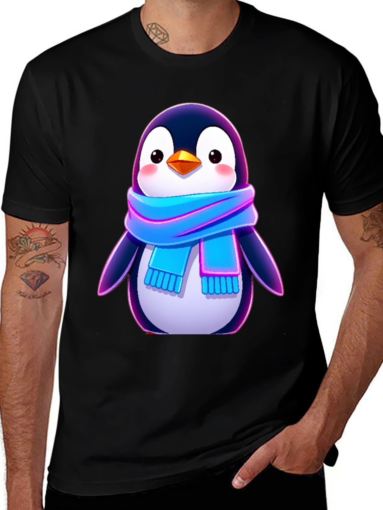 Variant 17 of Cool Penguin Graphic Tee - Black