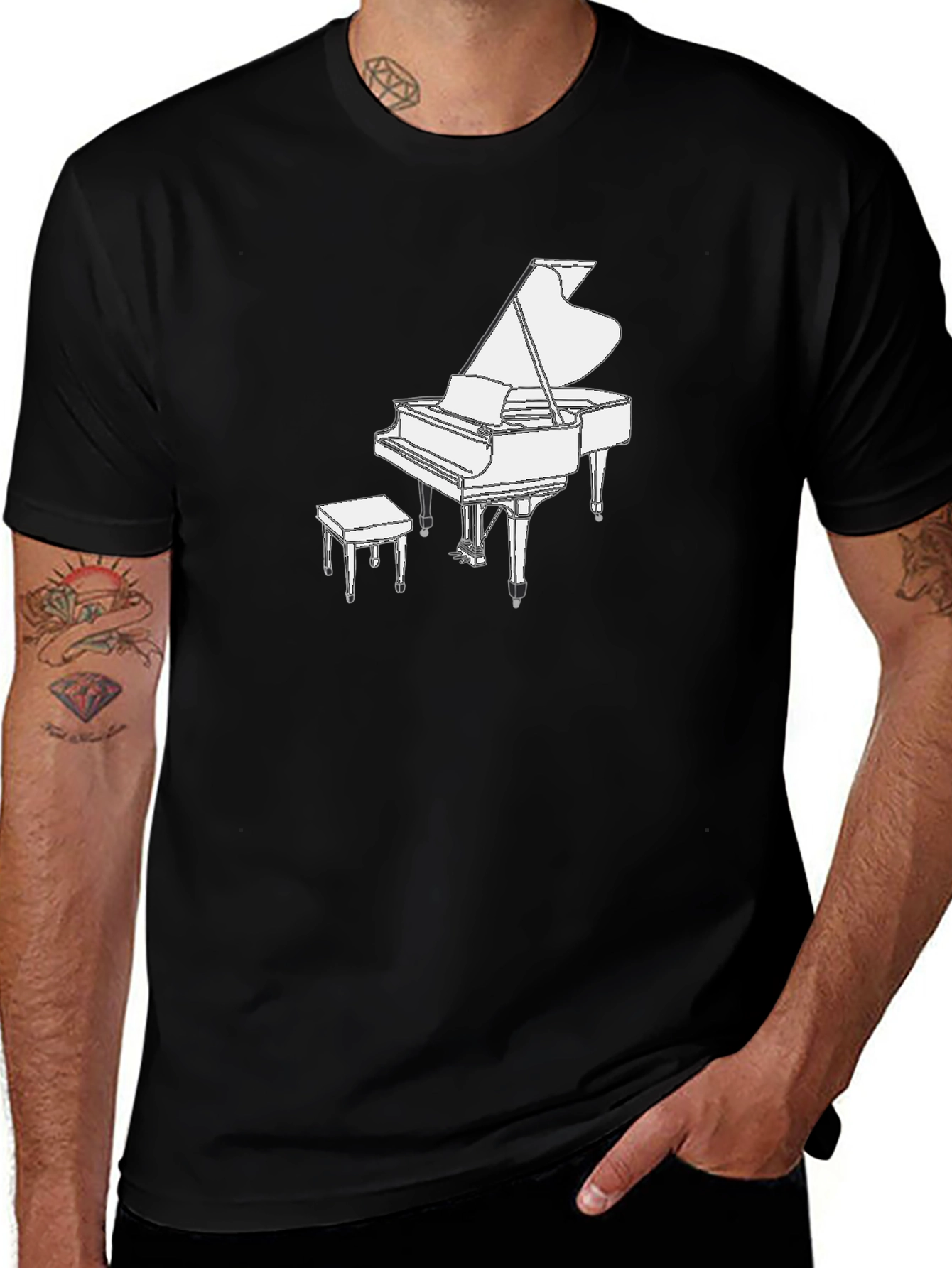 Variant 9 of Piano Graphic Tee - Classic Music Lover Shirt