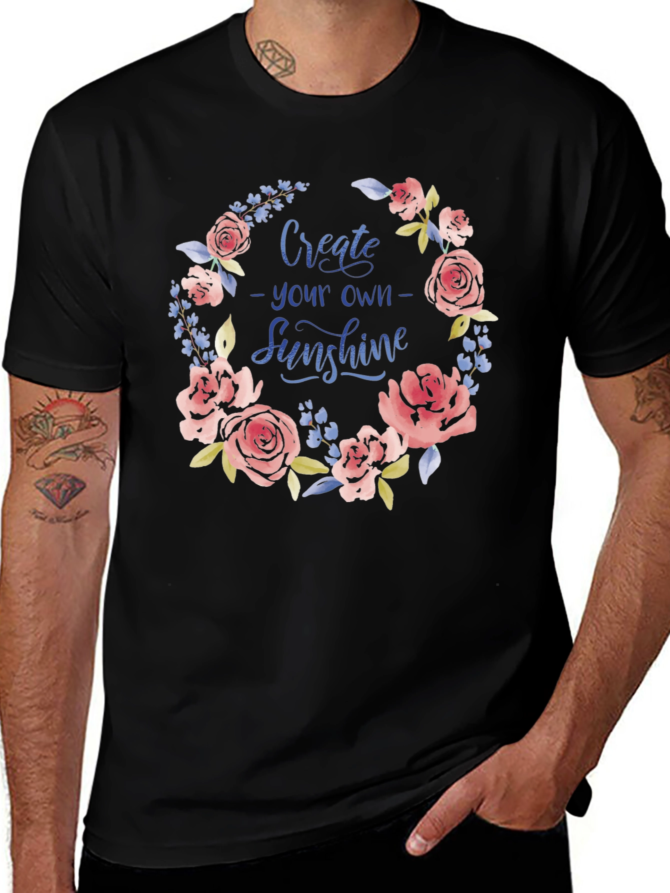 Variant 18 of Floral Sunshine Graphic Tee - Black