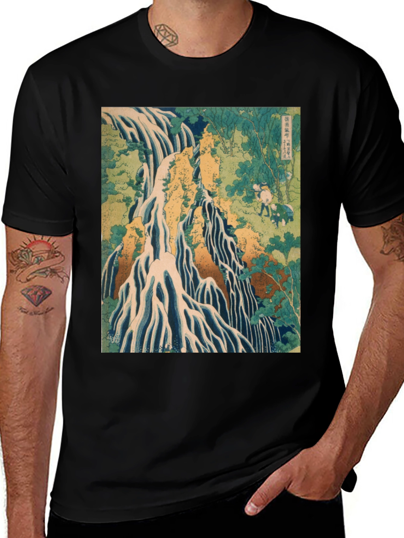 Variant 27 of Waterfall Print Black T-Shirt