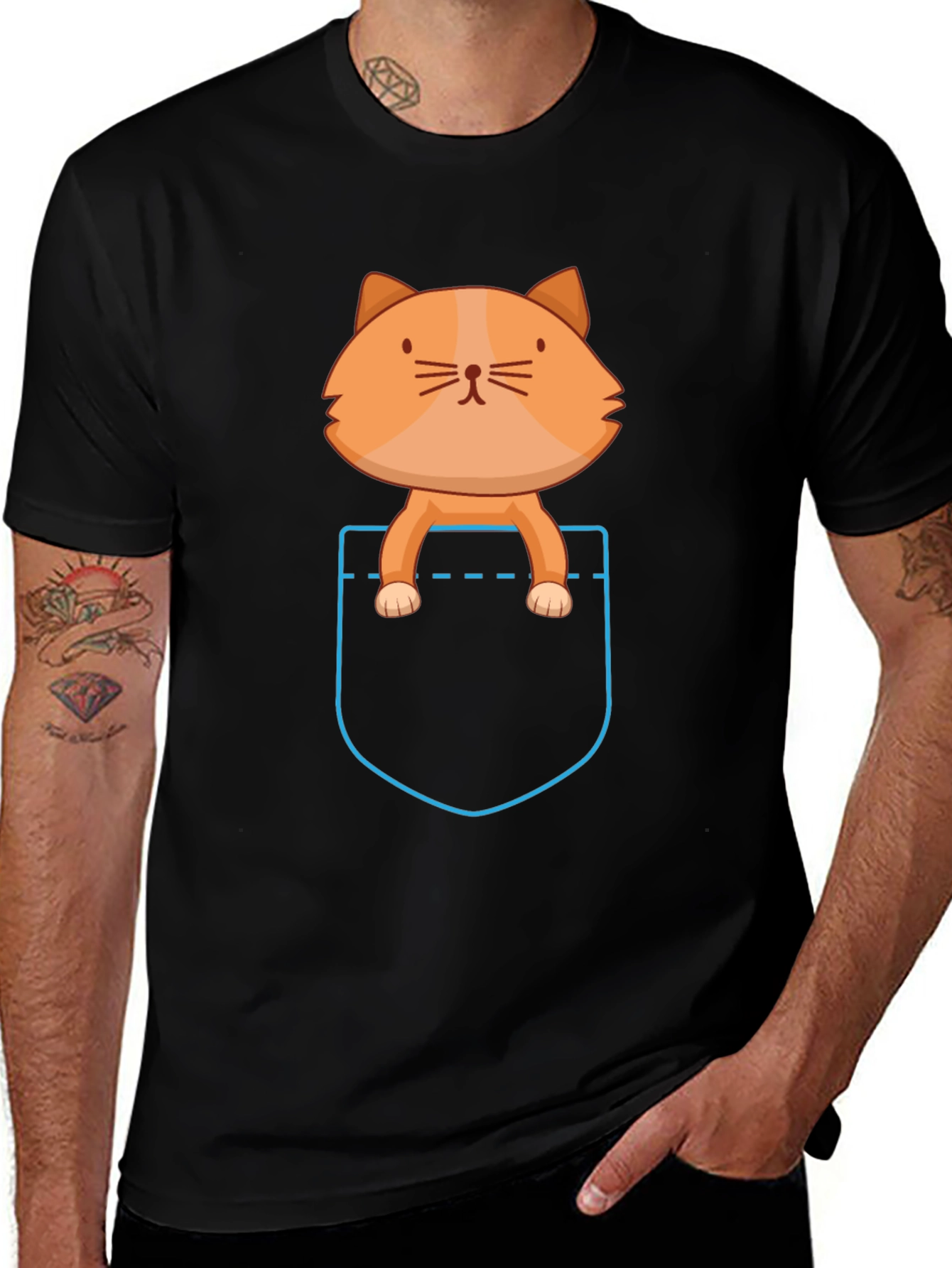 Variant 4 of Pocket Cat T-Shirt - Cute Cartoon Kitten Tee