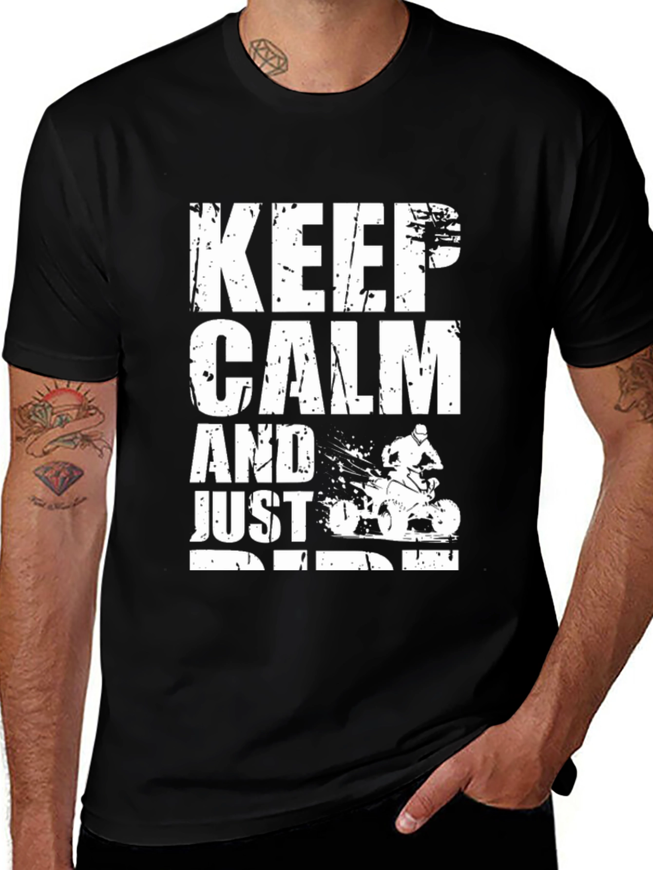 Variant 22 of Keep Calm and Just Ride Black Graphic T-Shirt