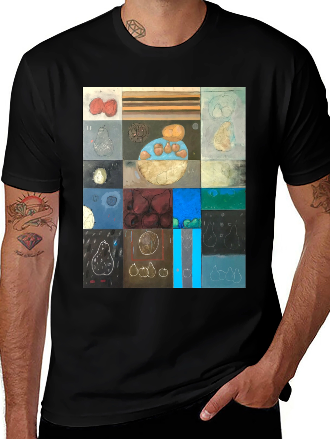 Variant 21 of Abstract Fruit Collage T-Shirt - Modern Art Tee