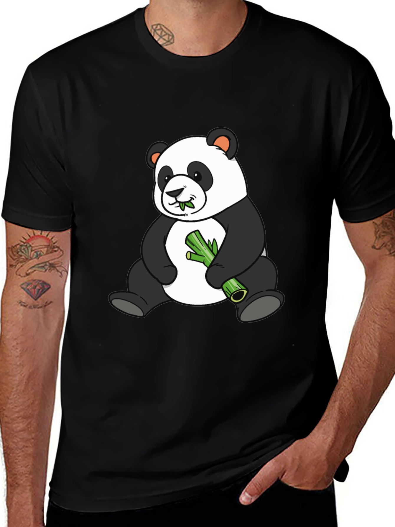 Variant 19 of Panda Bear Graphic Black T-Shirt