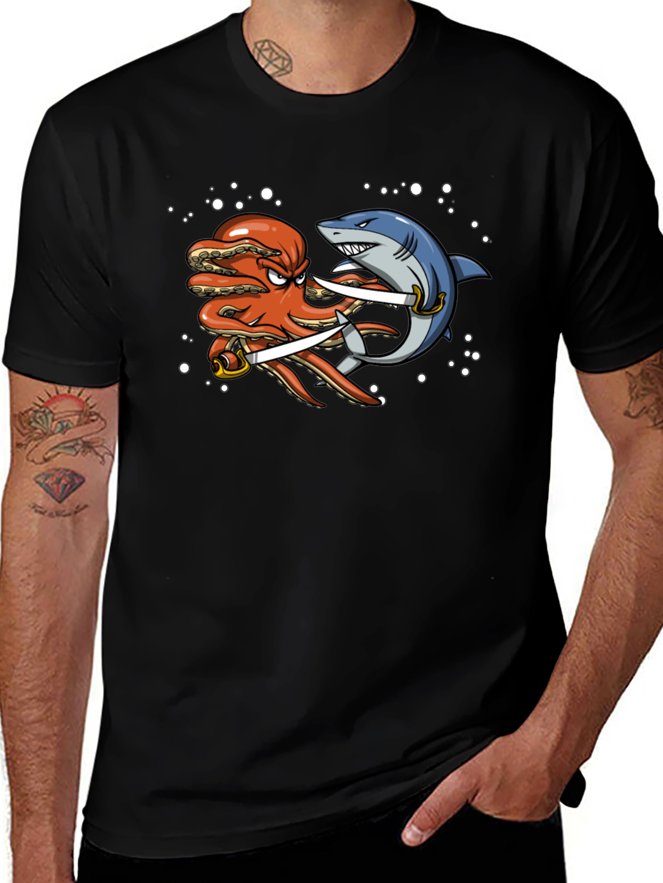 Variant 16 of Octopus vs Shark T-Shirt - Pirate Duel