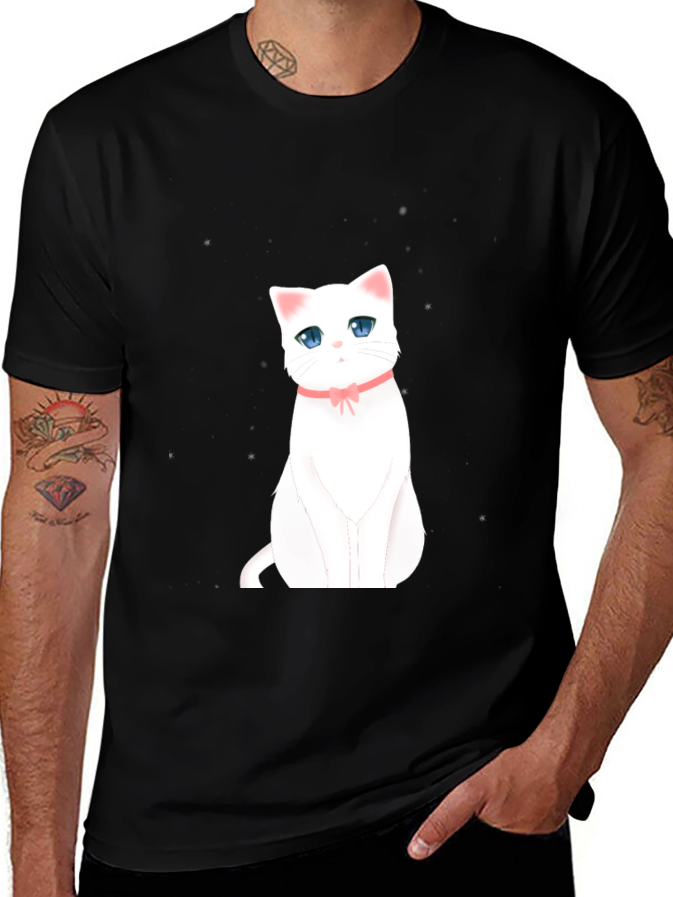 Variant 19 of Cute Cat Graphic Black T-Shirt