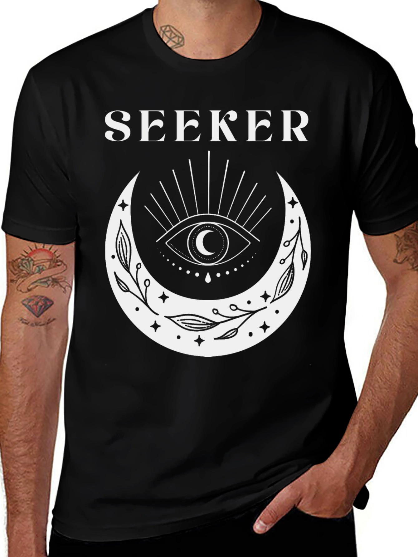 Variant 16 of Seeker Graphic Tee - Celestial Eye Moon Design