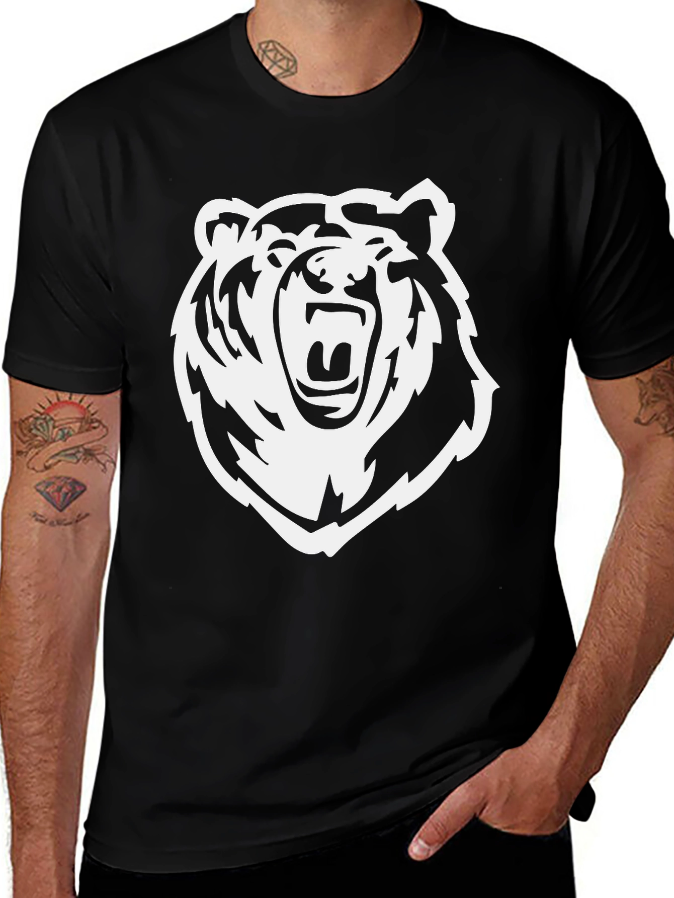 Variant 16 of Black Tee with Bold Bear Graphic