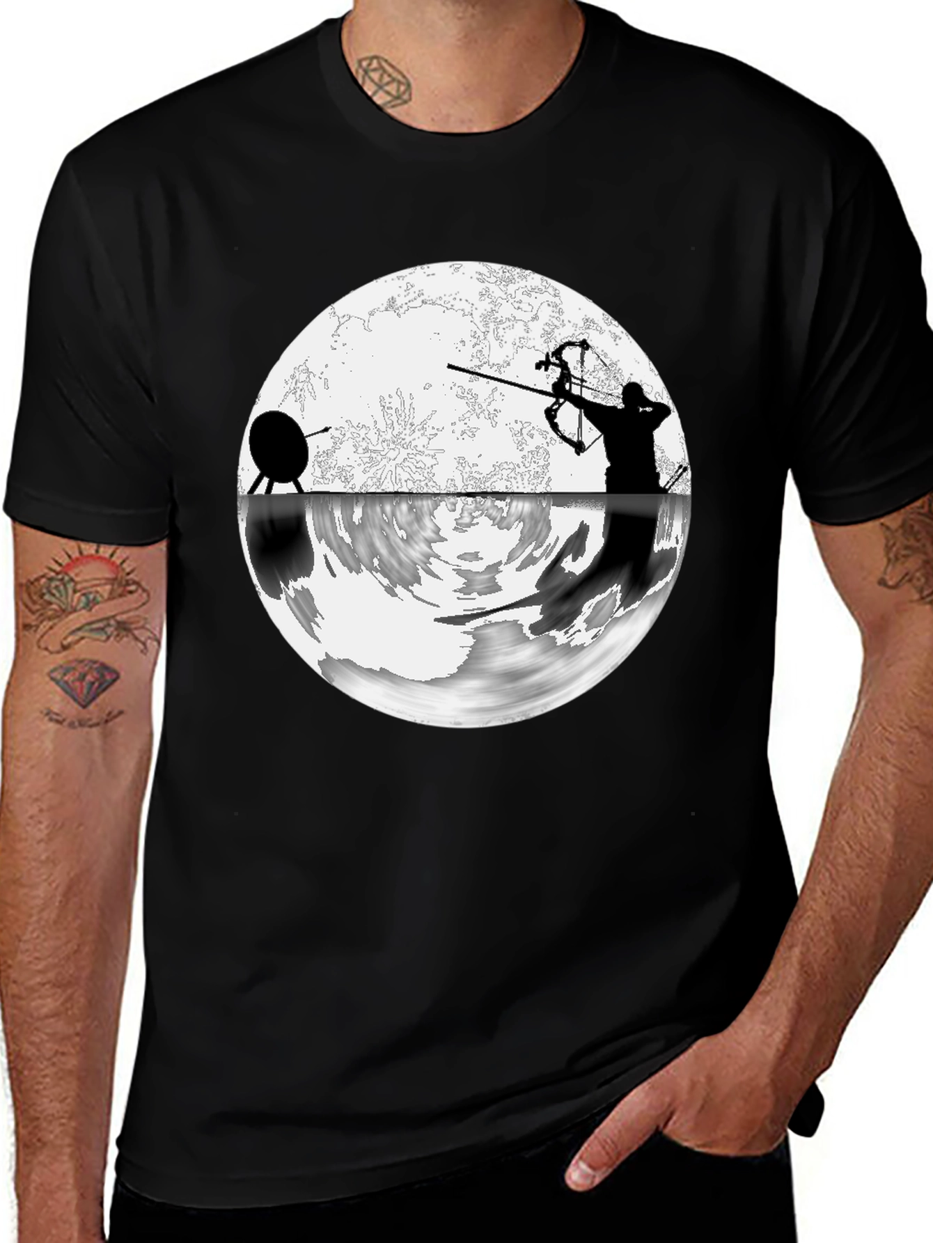 Variant 14 of Archery Moon T-Shirt - Black Graphic Tee