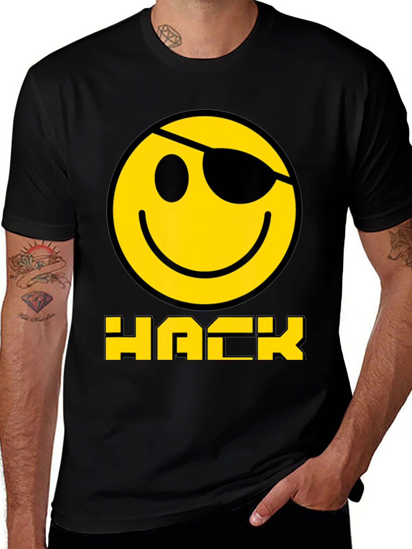 Variant 30 of Hacker Smiley Face Black T-Shirt
