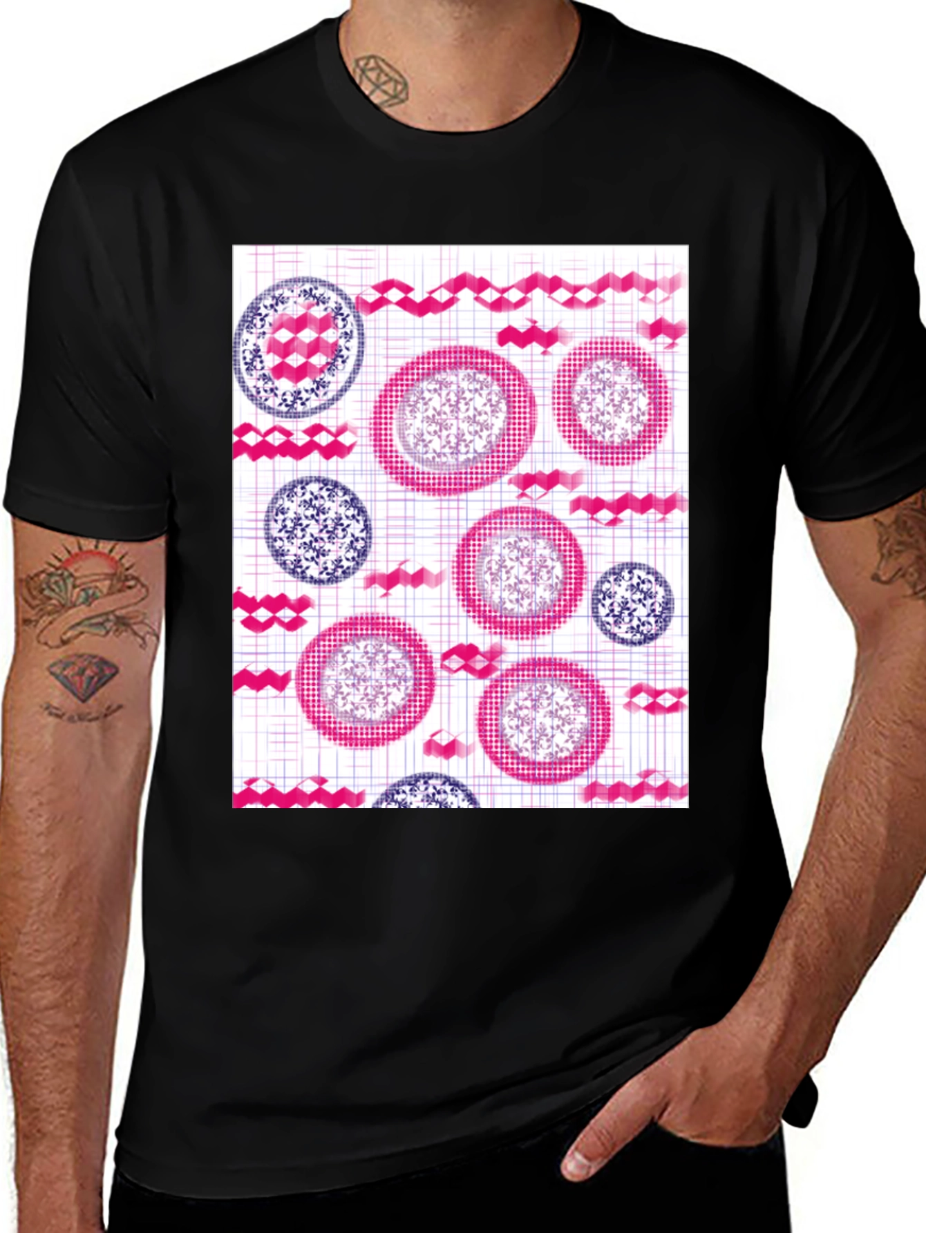 Variant 23 of Patterned Black Casual T-Shirt