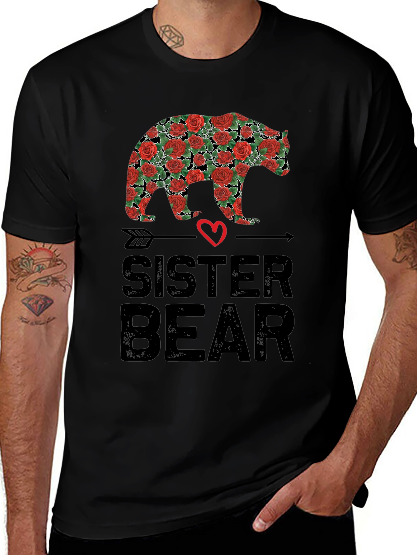 Variant 11 of Sister Bear Rose Floral Graphic T-Shirt