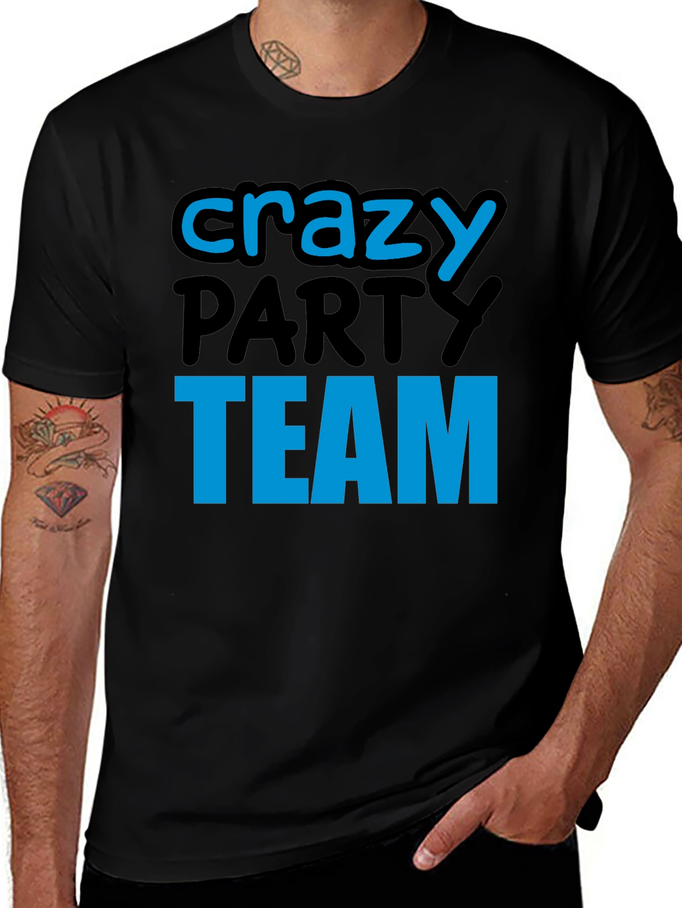 Variant 27 of Crazy Party Team T-Shirt, Black Tee