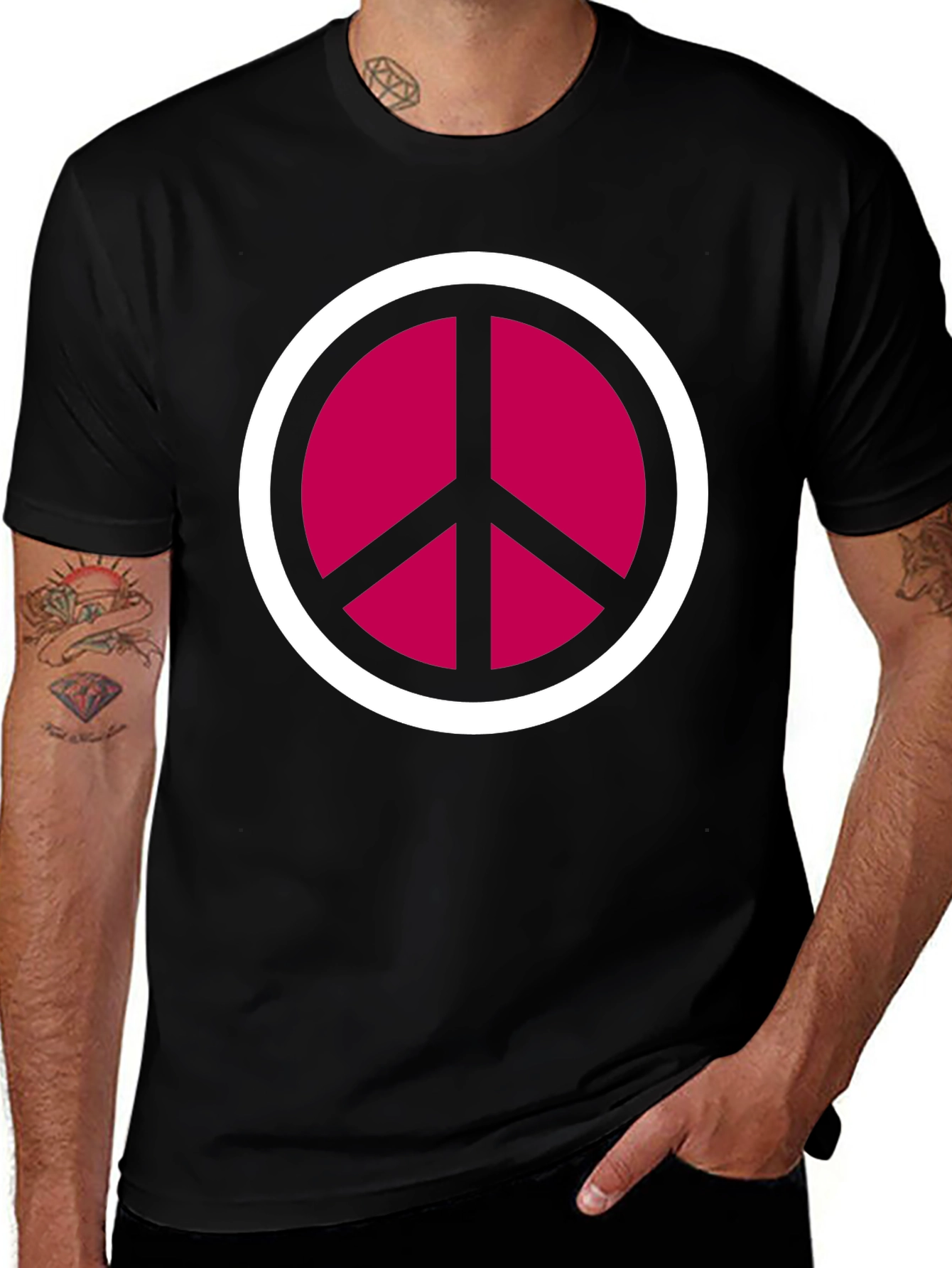 Variant 24 of Peace Sign Graphic Black T-Shirt